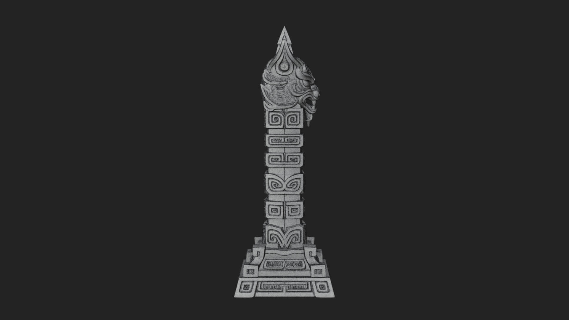 Demon Head Totem Column Design 3 3D Print Model 3D Model