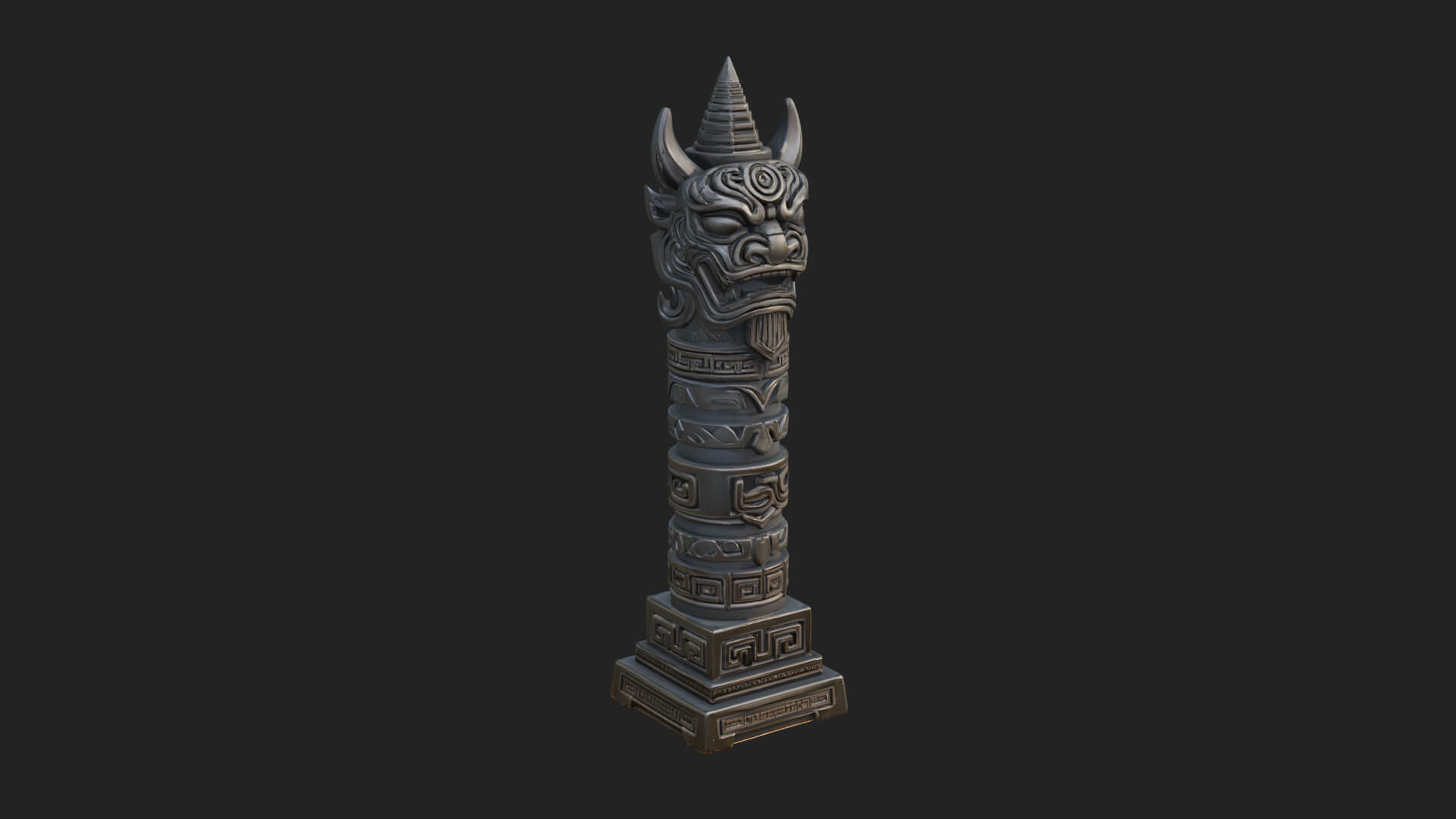 Demon Head Totem Column Design 4 3D Print Model 3D Model