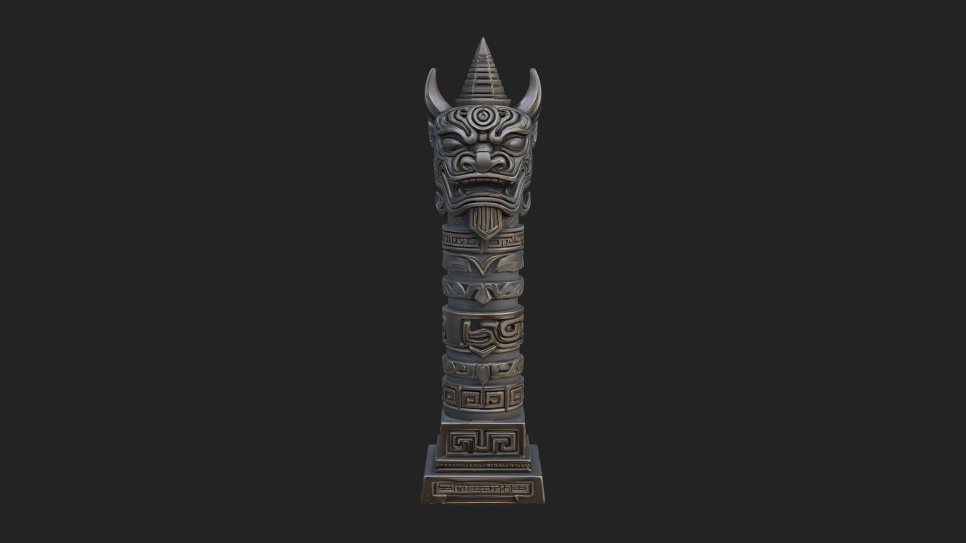 Demon Head Totem Column Design 4 3D Print Model 3D Model