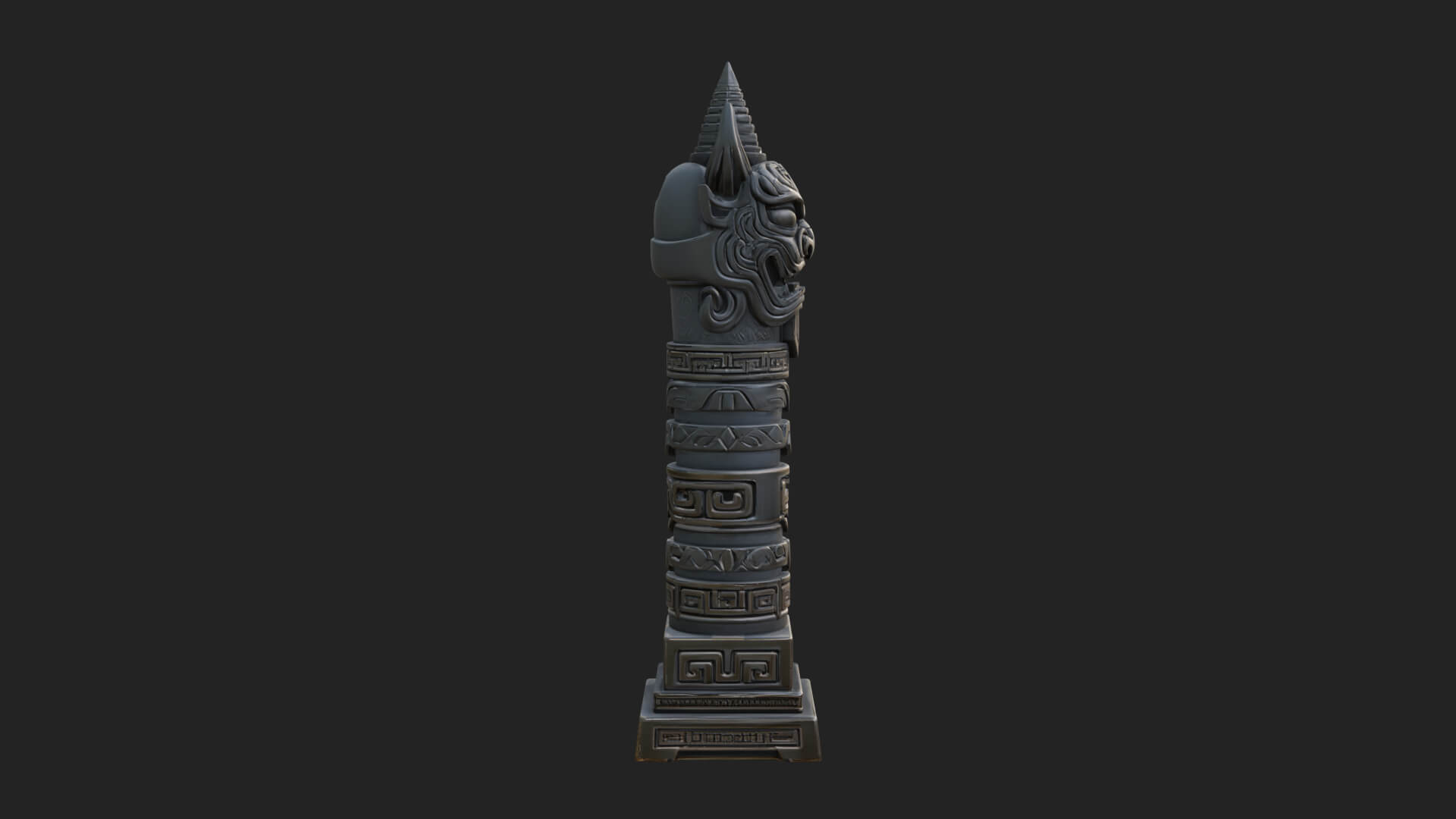 Demon Head Totem Column Design 4 3D Print Model 3D Model
