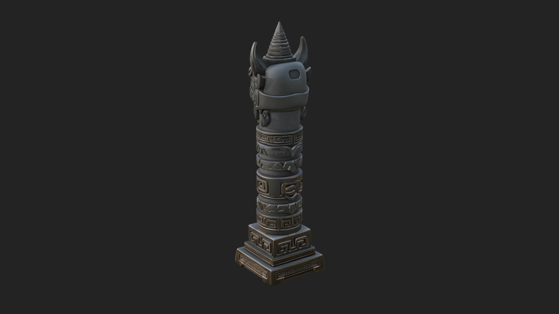 Demon Head Totem Column Design 4 3D Print Model 3D Model