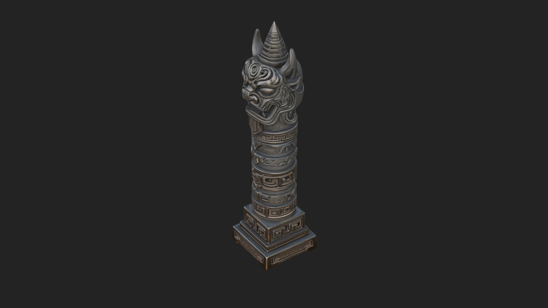 Demon Head Totem Column Design 4 3D Print Model 3D Model