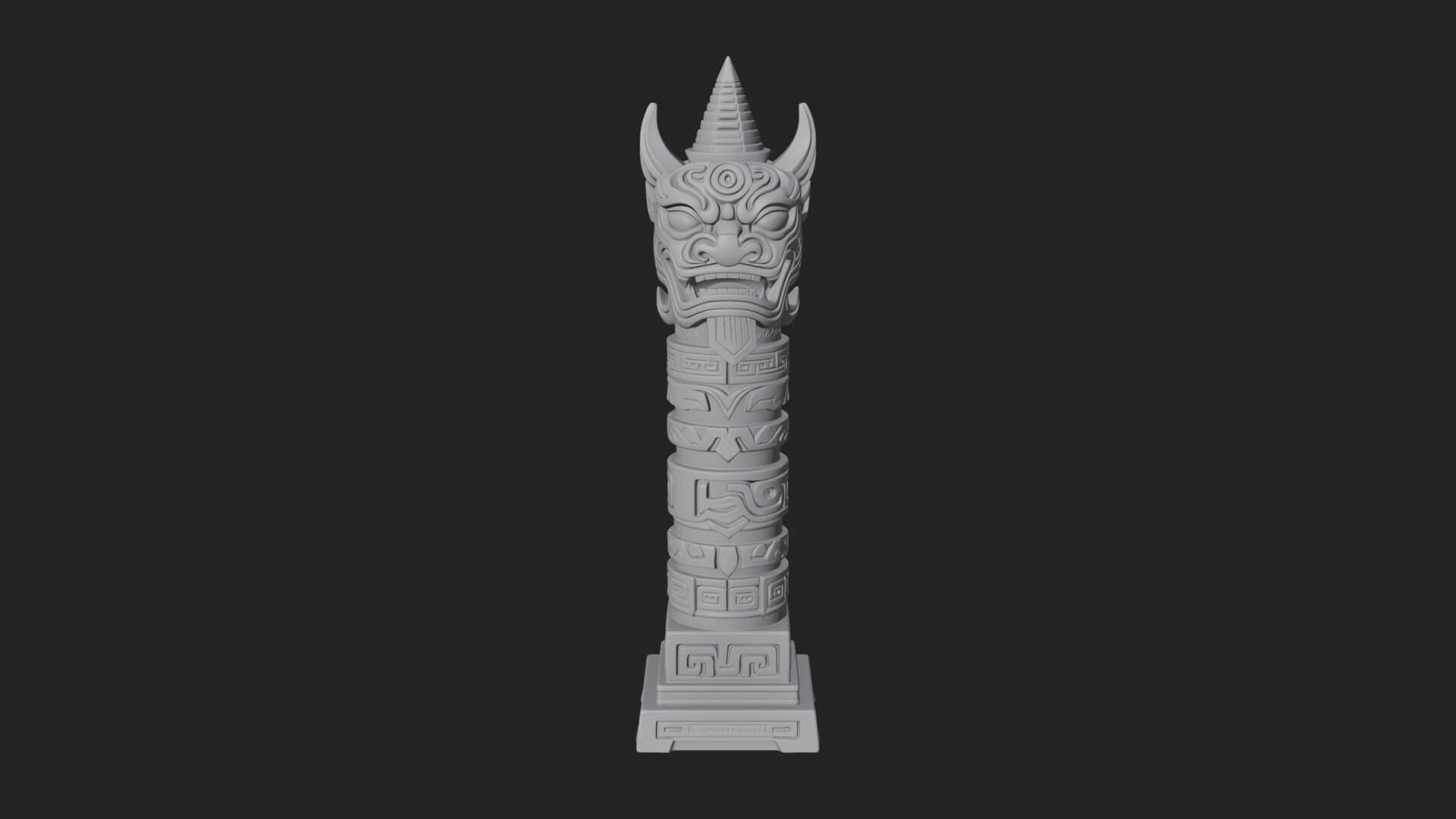 Demon Head Totem Column Design 4 3D Print Model 3D Model
