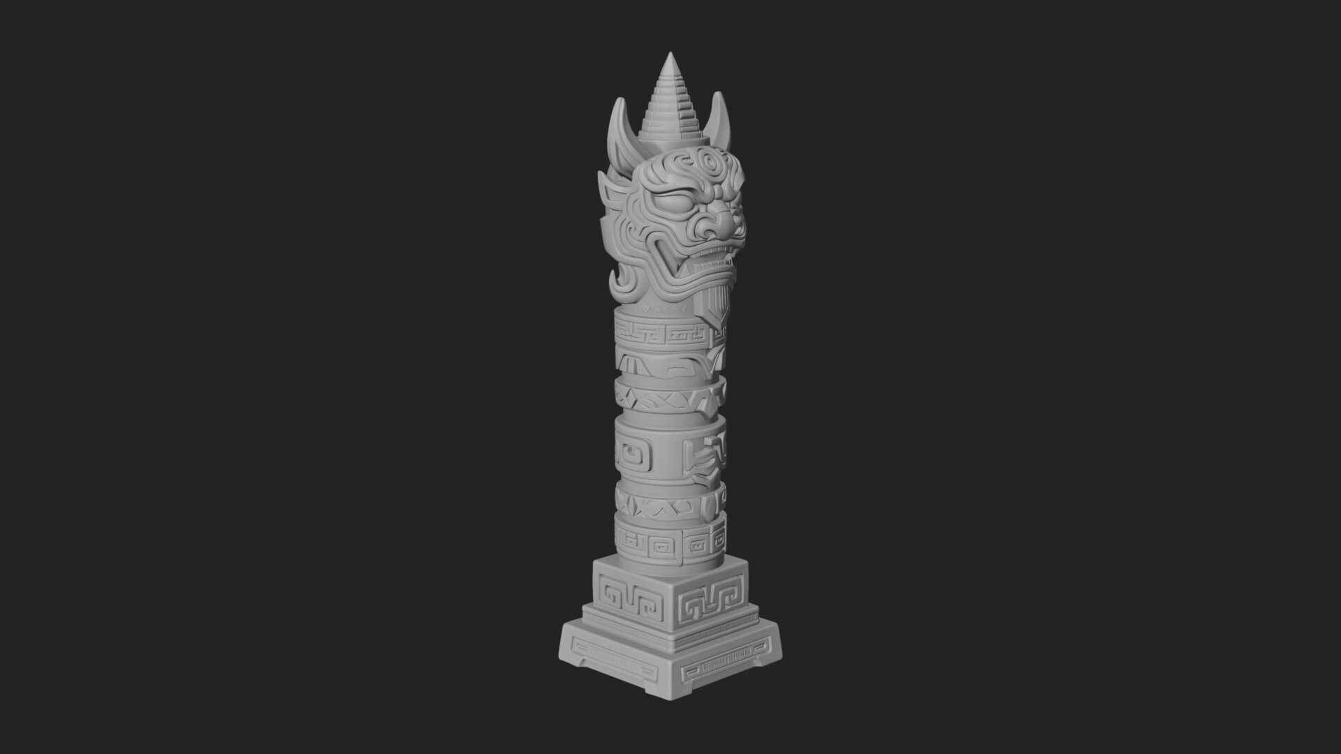 Demon Head Totem Column Design 4 3D Print Model 3D Model
