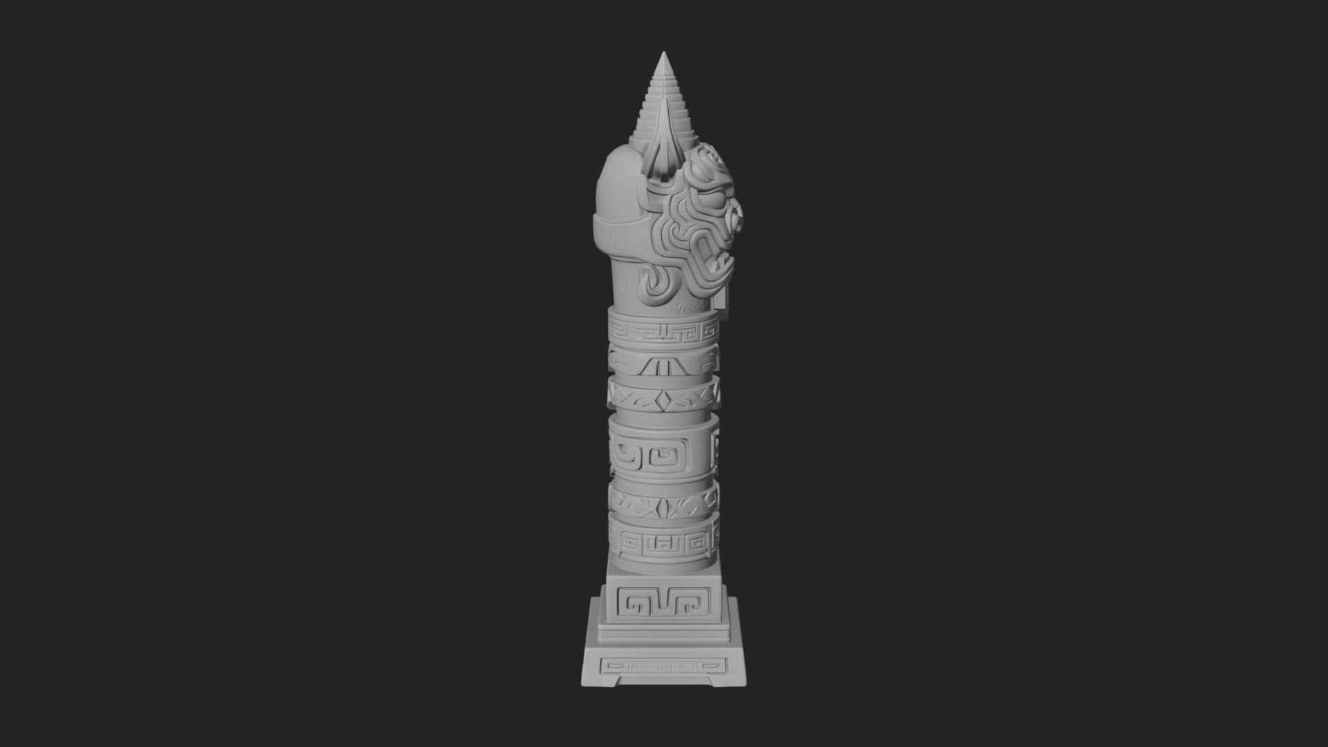 Demon Head Totem Column Design 4 3D Print Model 3D Model