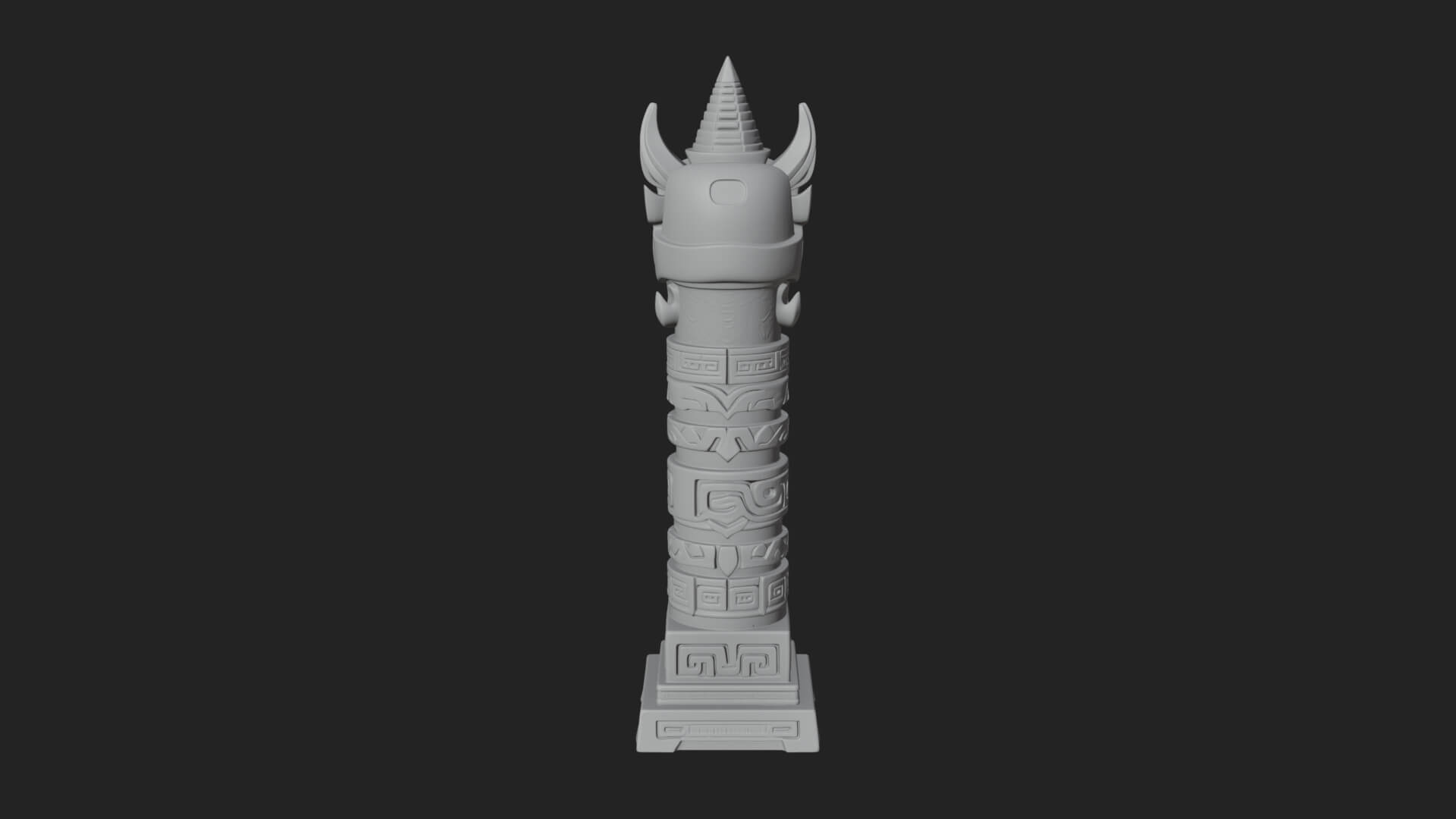 Demon Head Totem Column Design 4 3D Print Model 3D Model