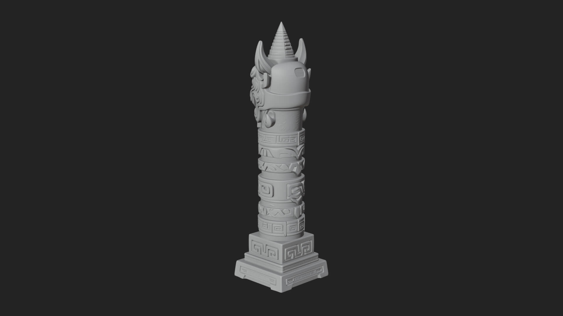 Demon Head Totem Column Design 4 3D Print Model 3D Model