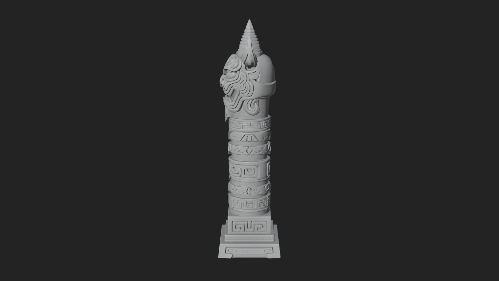Demon Head Totem Column Design 4 3D Print Model 3D Model