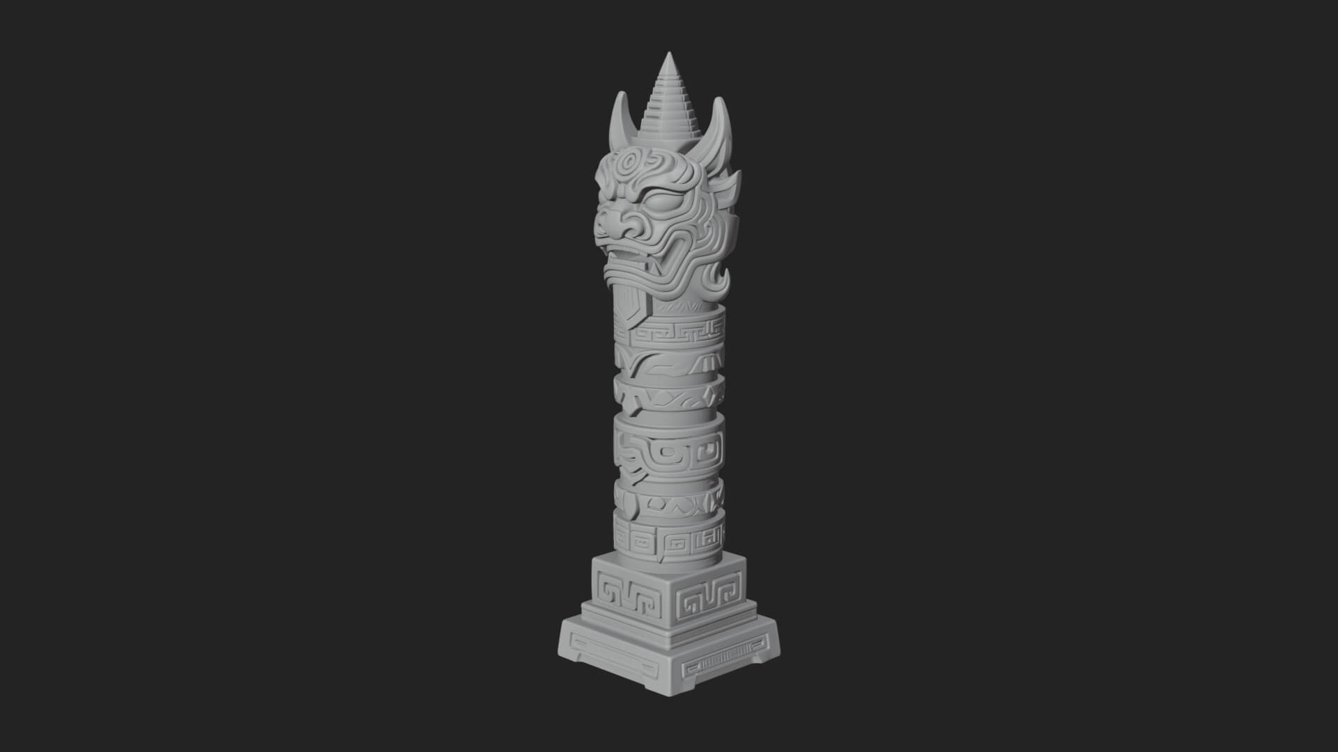 Demon Head Totem Column Design 4 3D Print Model 3D Model