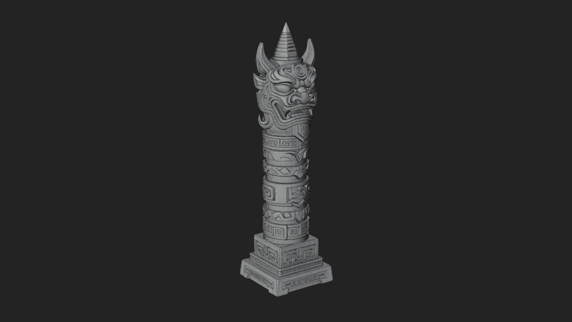 Demon Head Totem Column Design 4 3D Print Model 3D Model