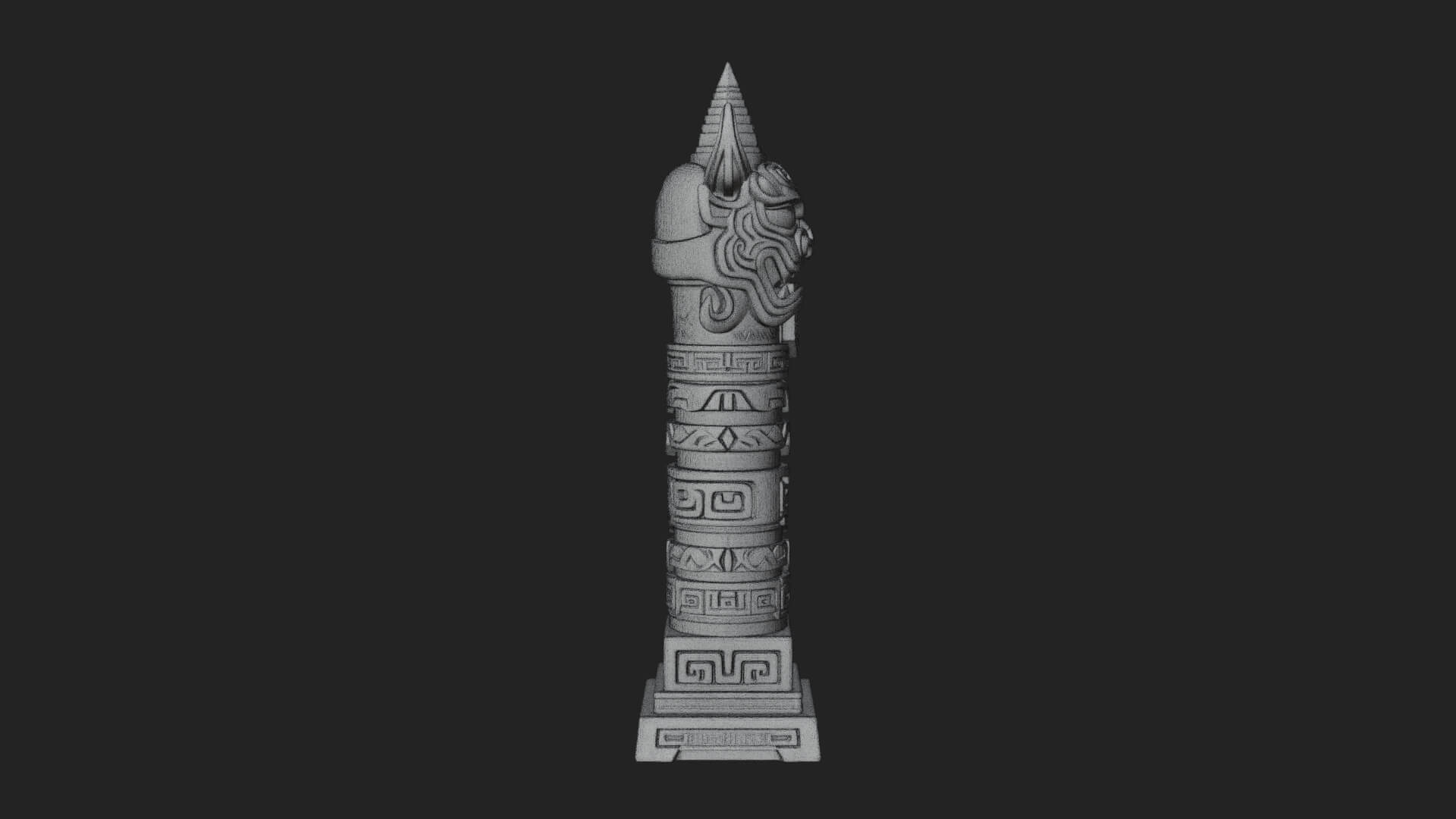 Demon Head Totem Column Design 4 3D Print Model 3D Model