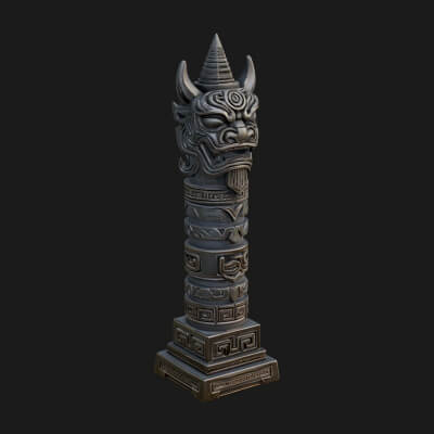 Demon Head Totem Column Design 4 3D Print Model
