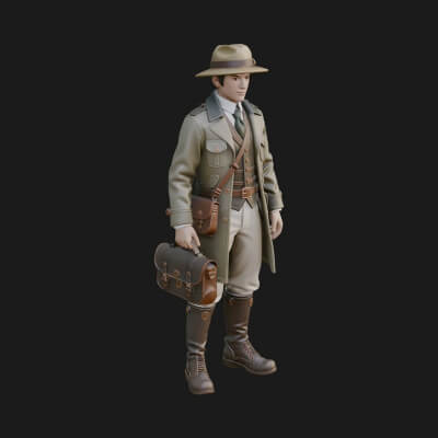 Detective Man Statue Design 2 3D Print Model