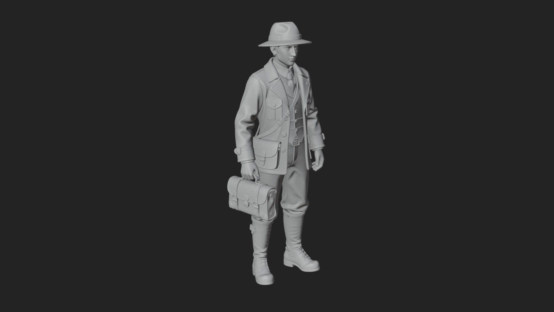 Detective Man Statue Design 3 3D Print Model 3D Model