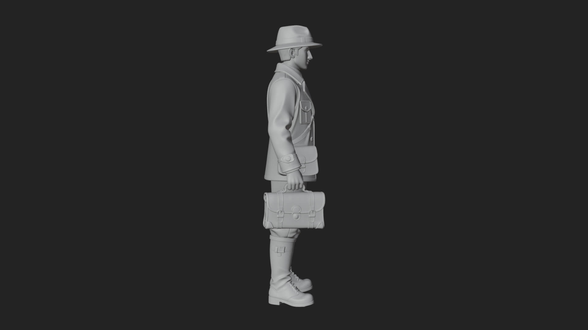 Detective Man Statue Design 3 3D Print Model 3D Model
