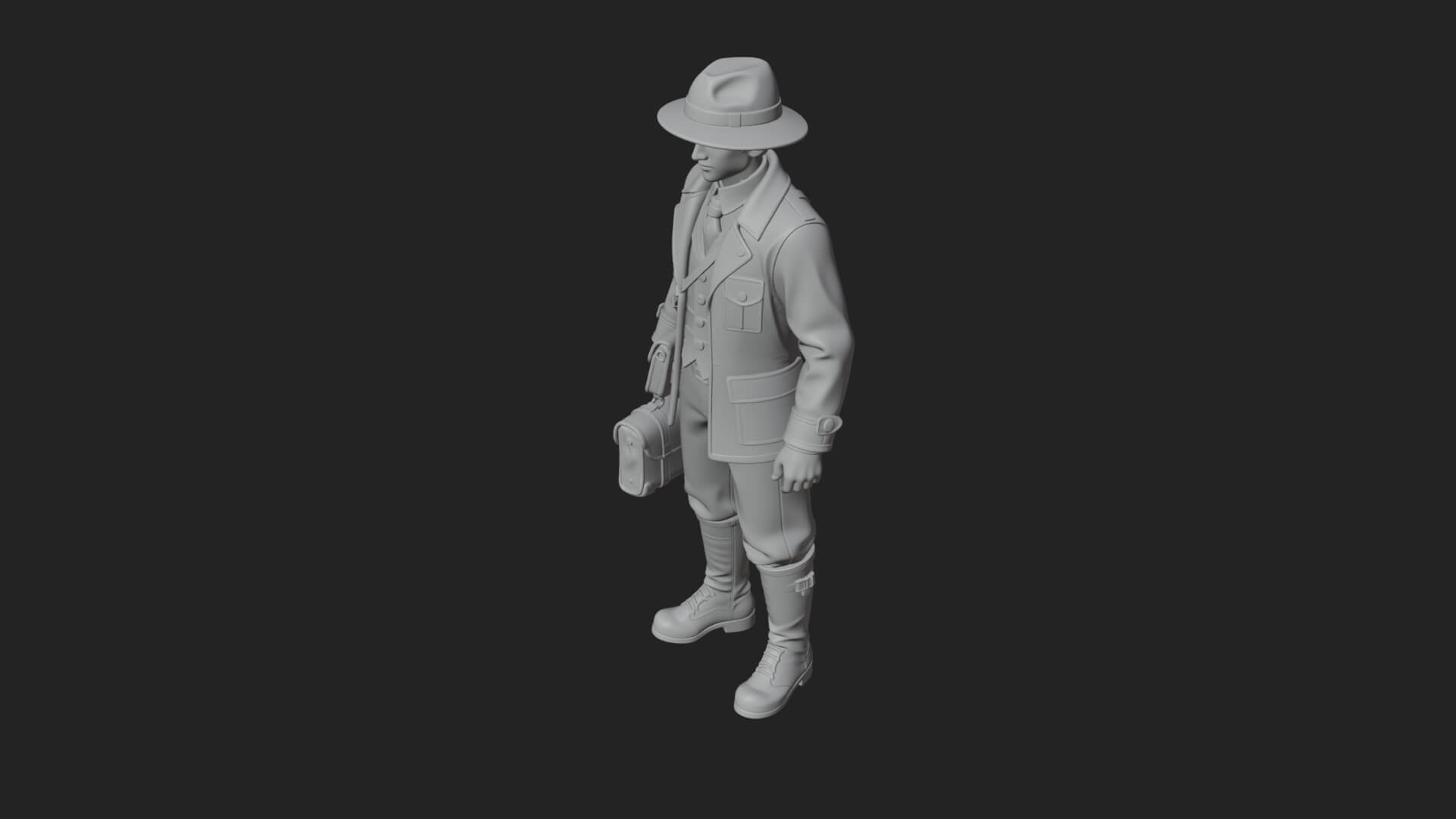 Detective Man Statue Design 3 3D Print Model 3D Model