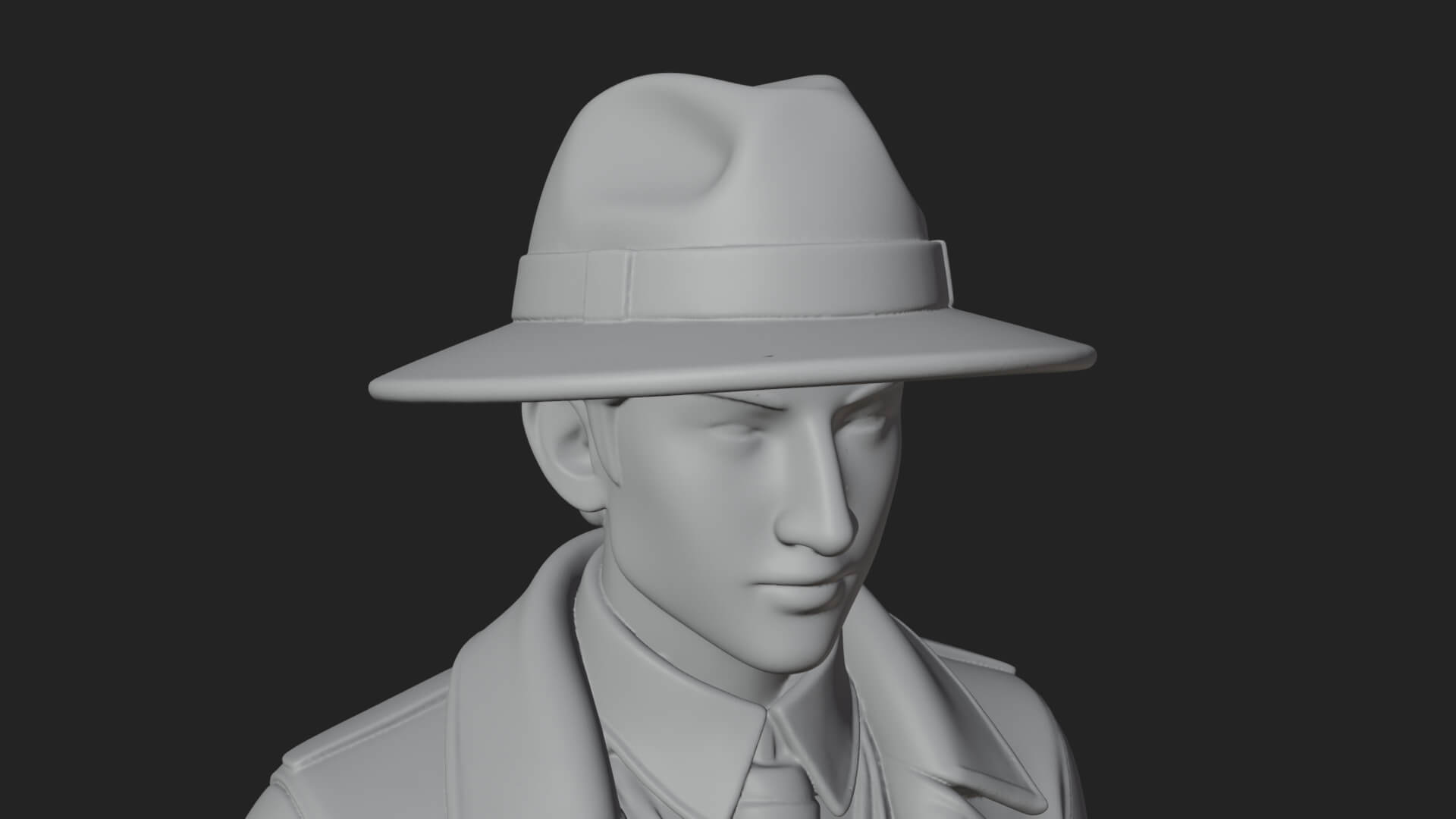 Detective Man Statue Design 3 3D Print Model 3D Model
