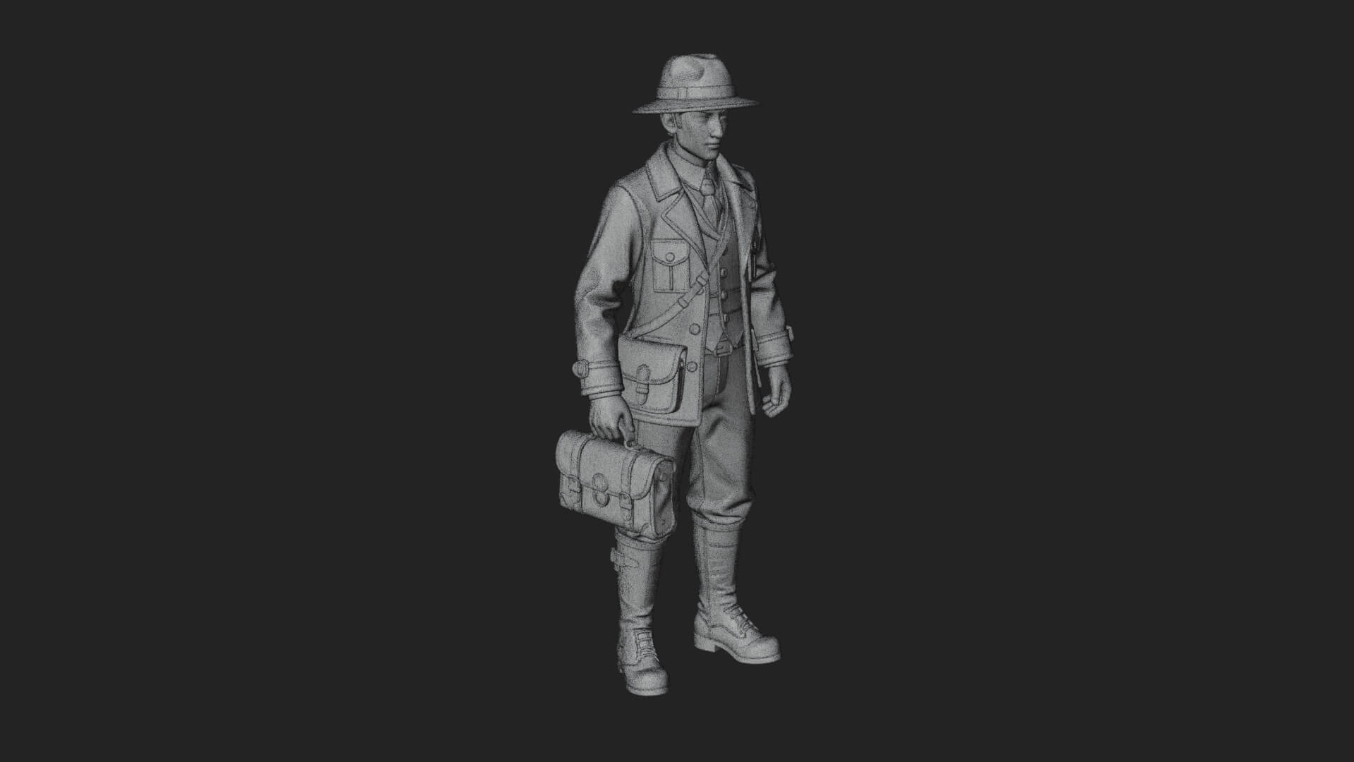 Detective Man Statue Design 3 3D Print Model 3D Model