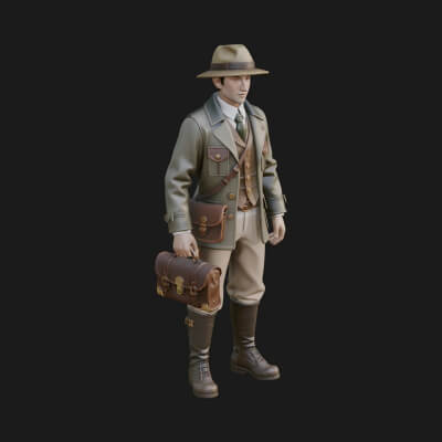 Detective Man Statue Design 3 3D Print Model