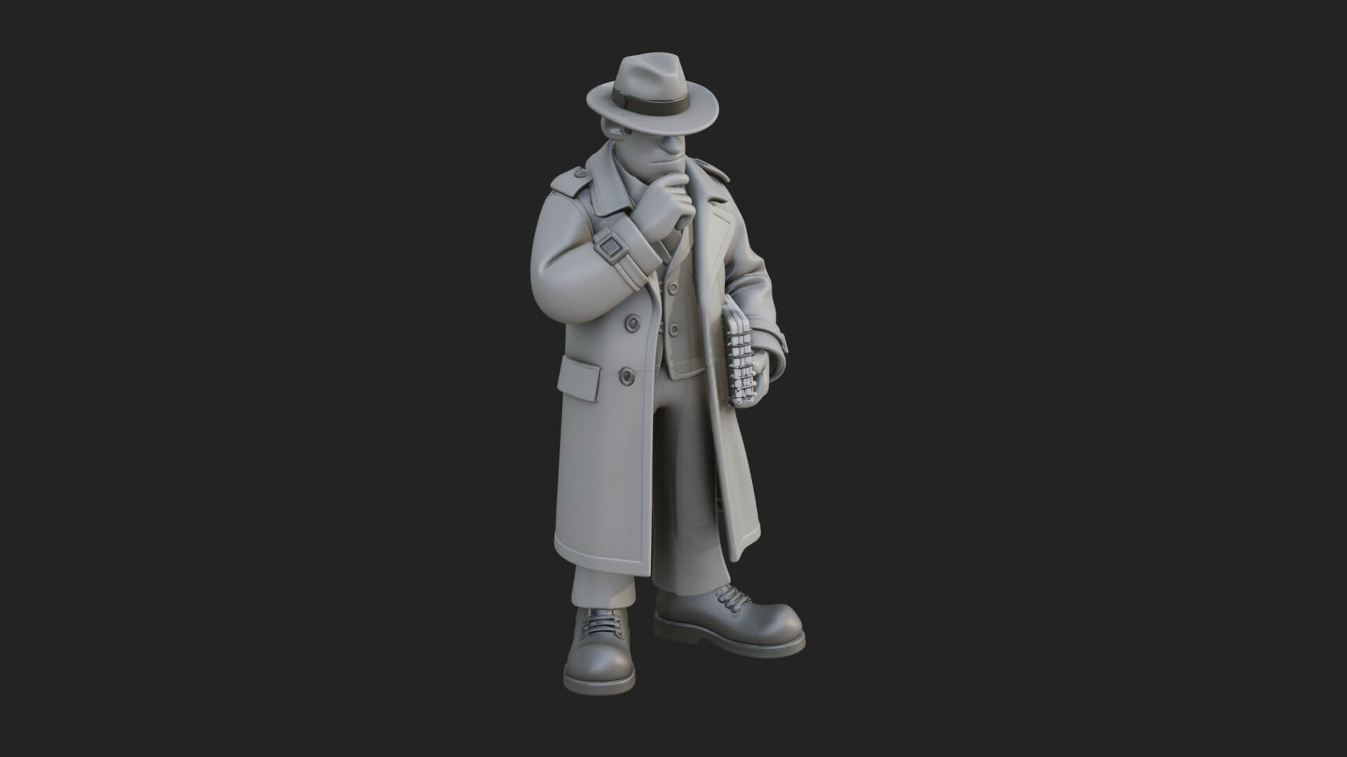 Detective Man Statue Design 4 3D Print Model 3D Model