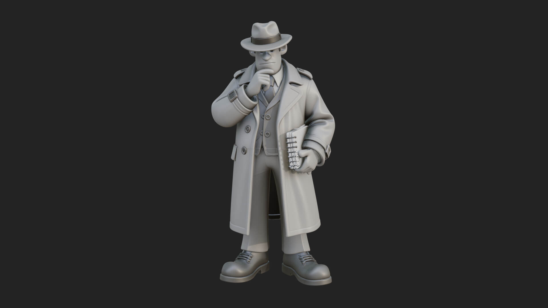Detective Man Statue Design 4 3D Print Model 3D Model
