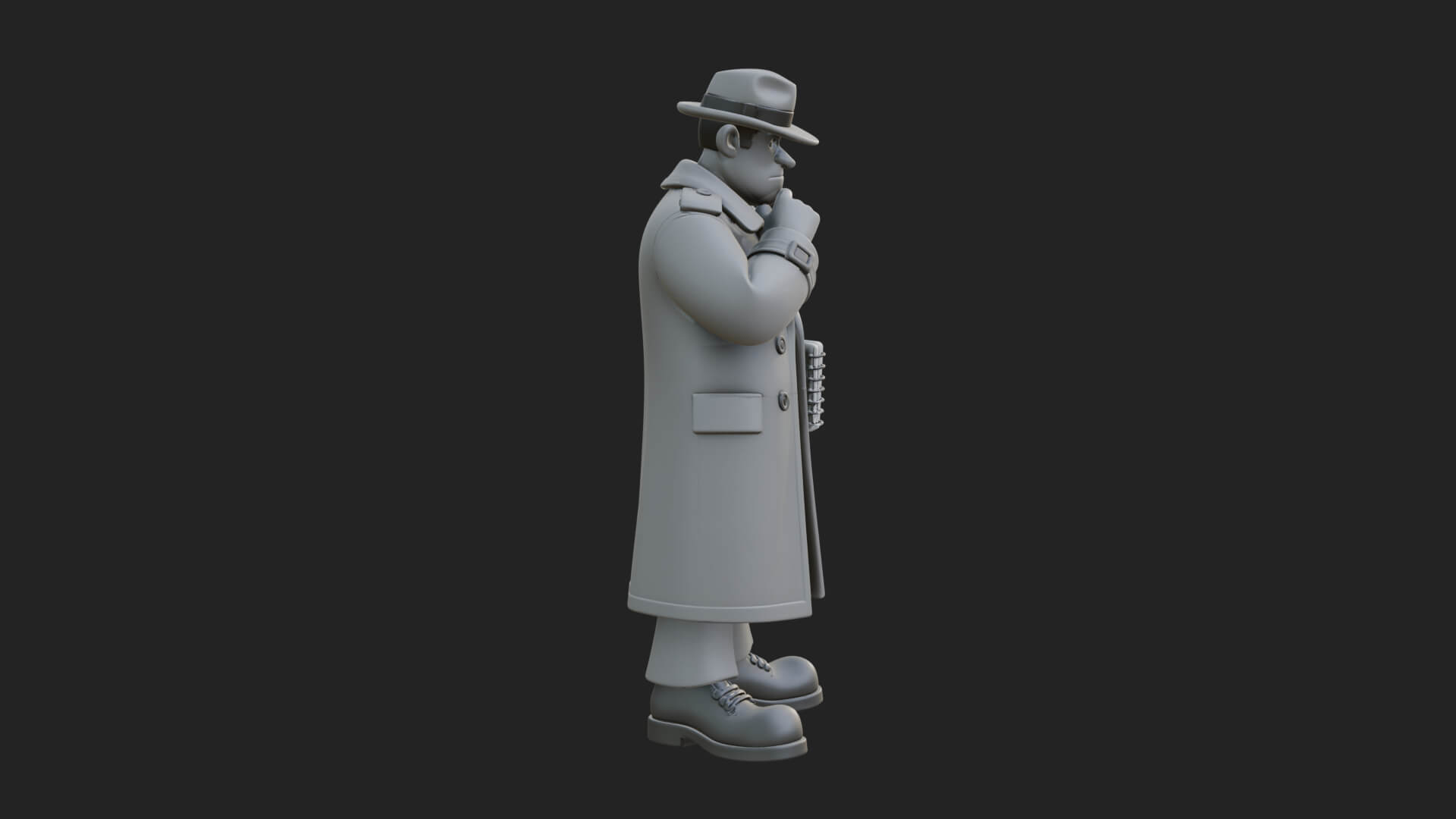 Detective Man Statue Design 4 3D Print Model 3D Model