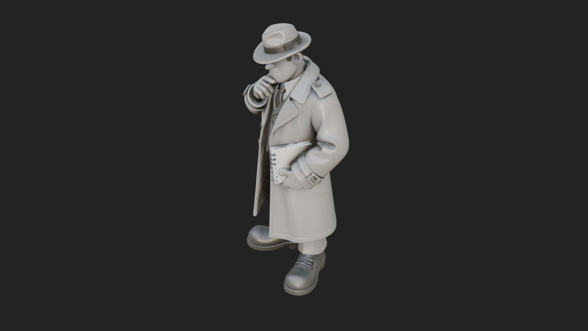 Detective Man Statue Design 4 3D Print Model 3D Model