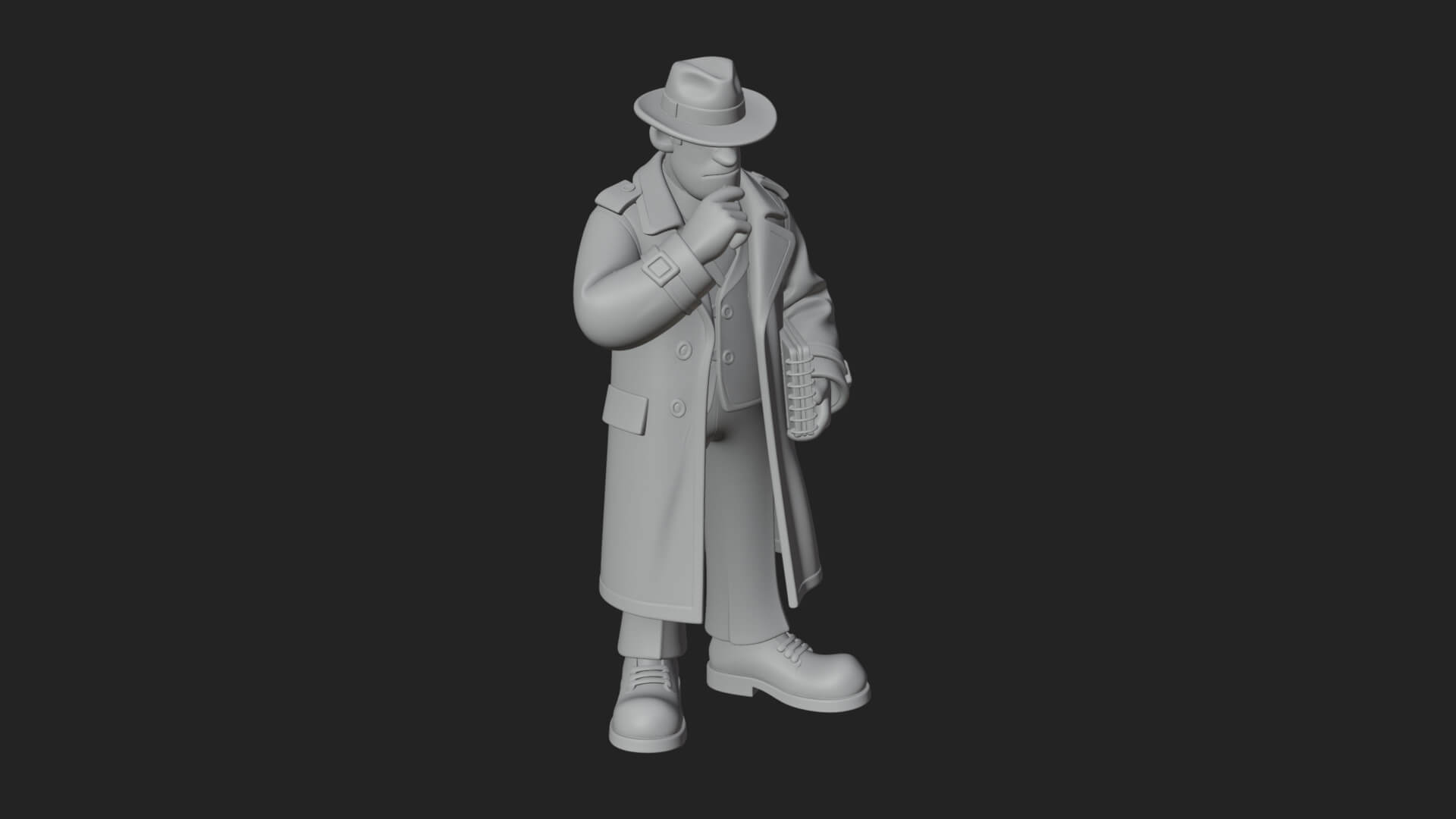 Detective Man Statue Design 4 3D Print Model 3D Model
