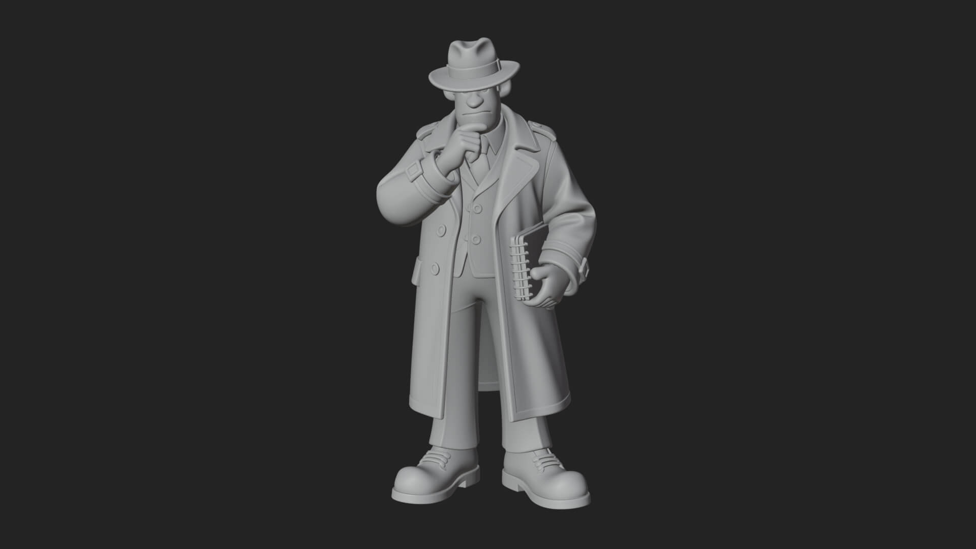 Detective Man Statue Design 4 3D Print Model 3D Model