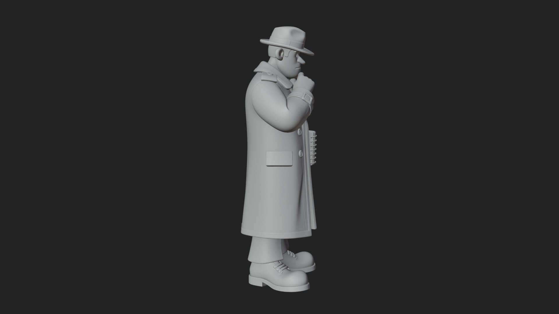 Detective Man Statue Design 4 3D Print Model 3D Model
