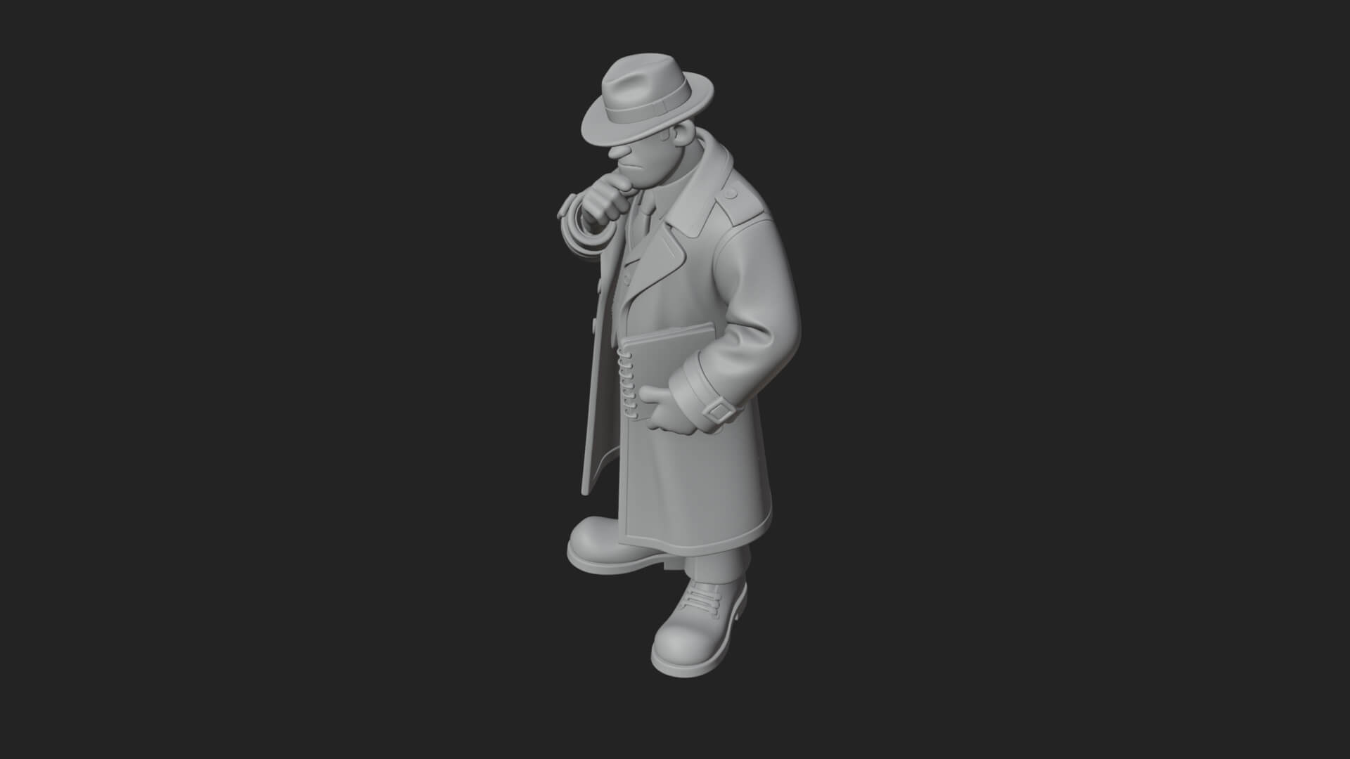 Detective Man Statue Design 4 3D Print Model 3D Model