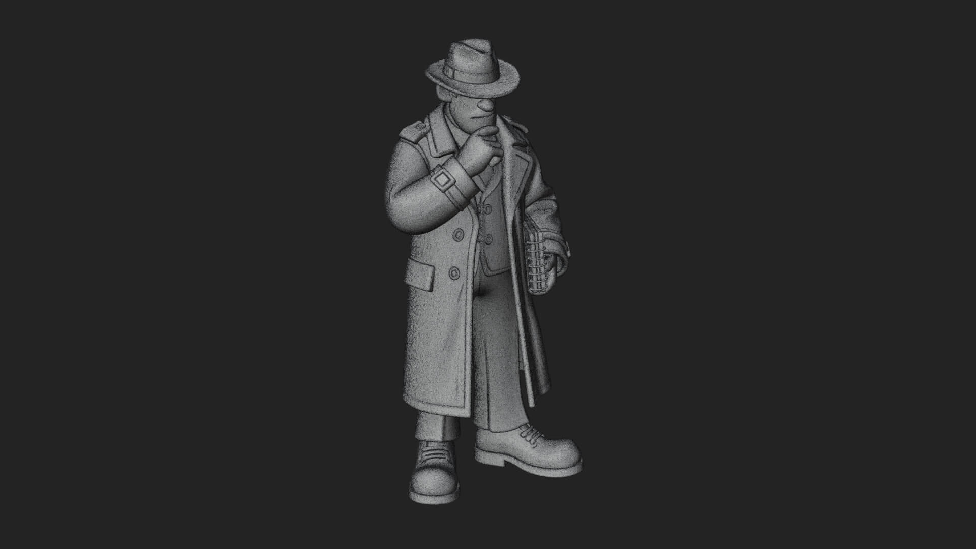 Detective Man Statue Design 4 3D Print Model 3D Model