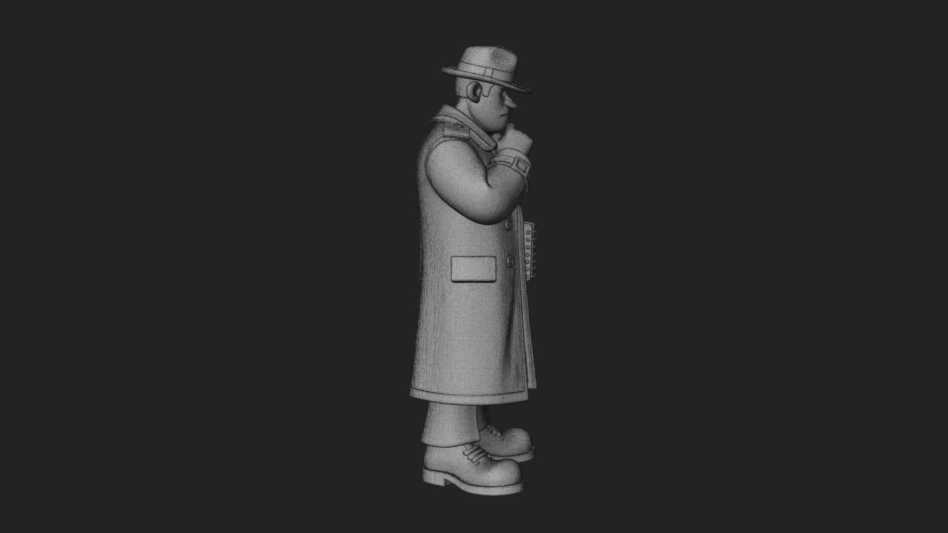 Detective Man Statue Design 4 3D Print Model 3D Model