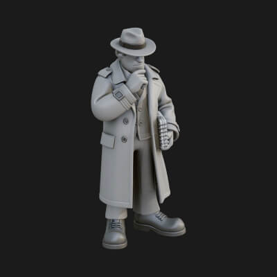 Detective Man Statue Design 4 3D Print Model