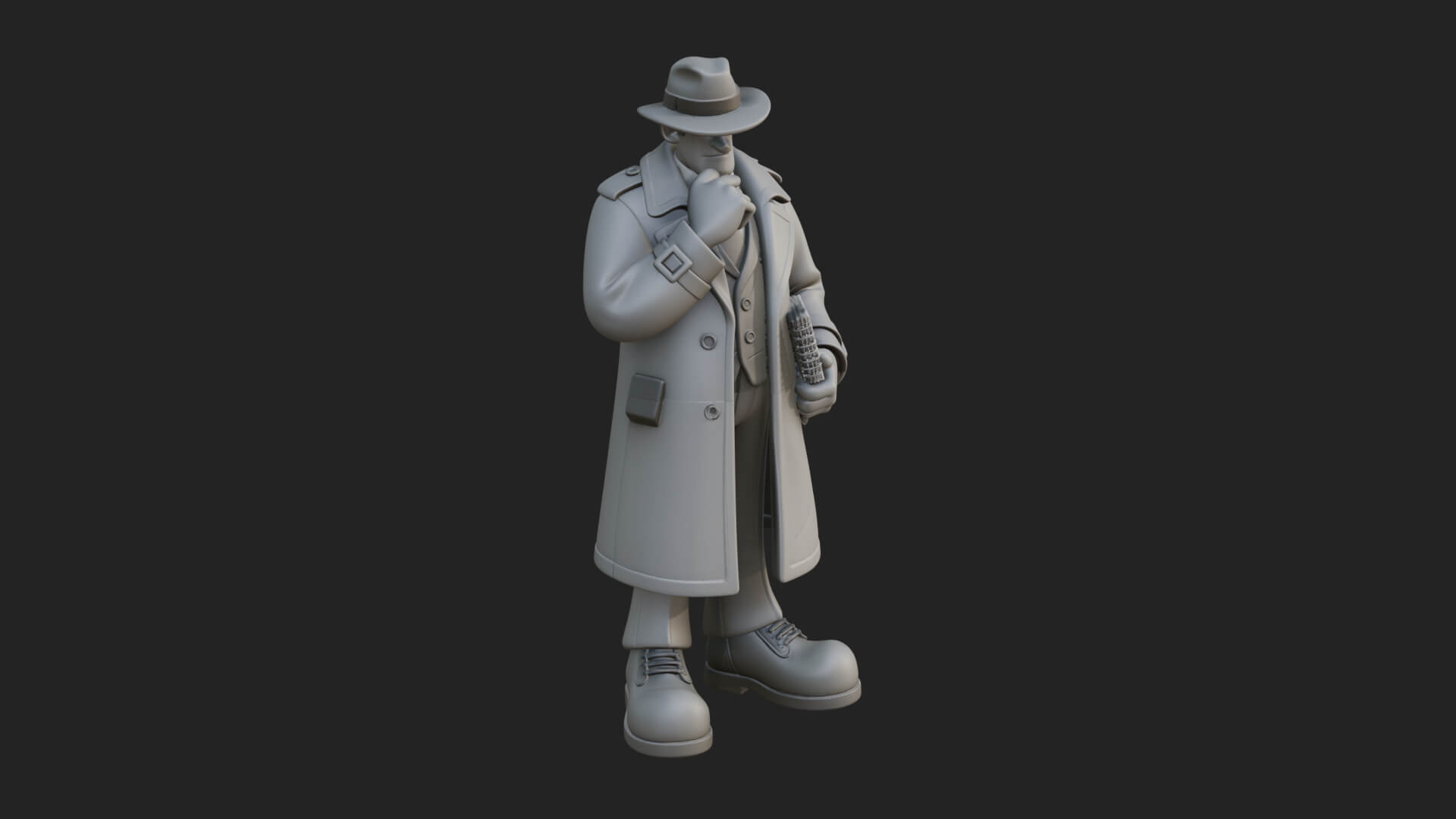 Detective Man Statue Design 5 3D Print Model 3D Model