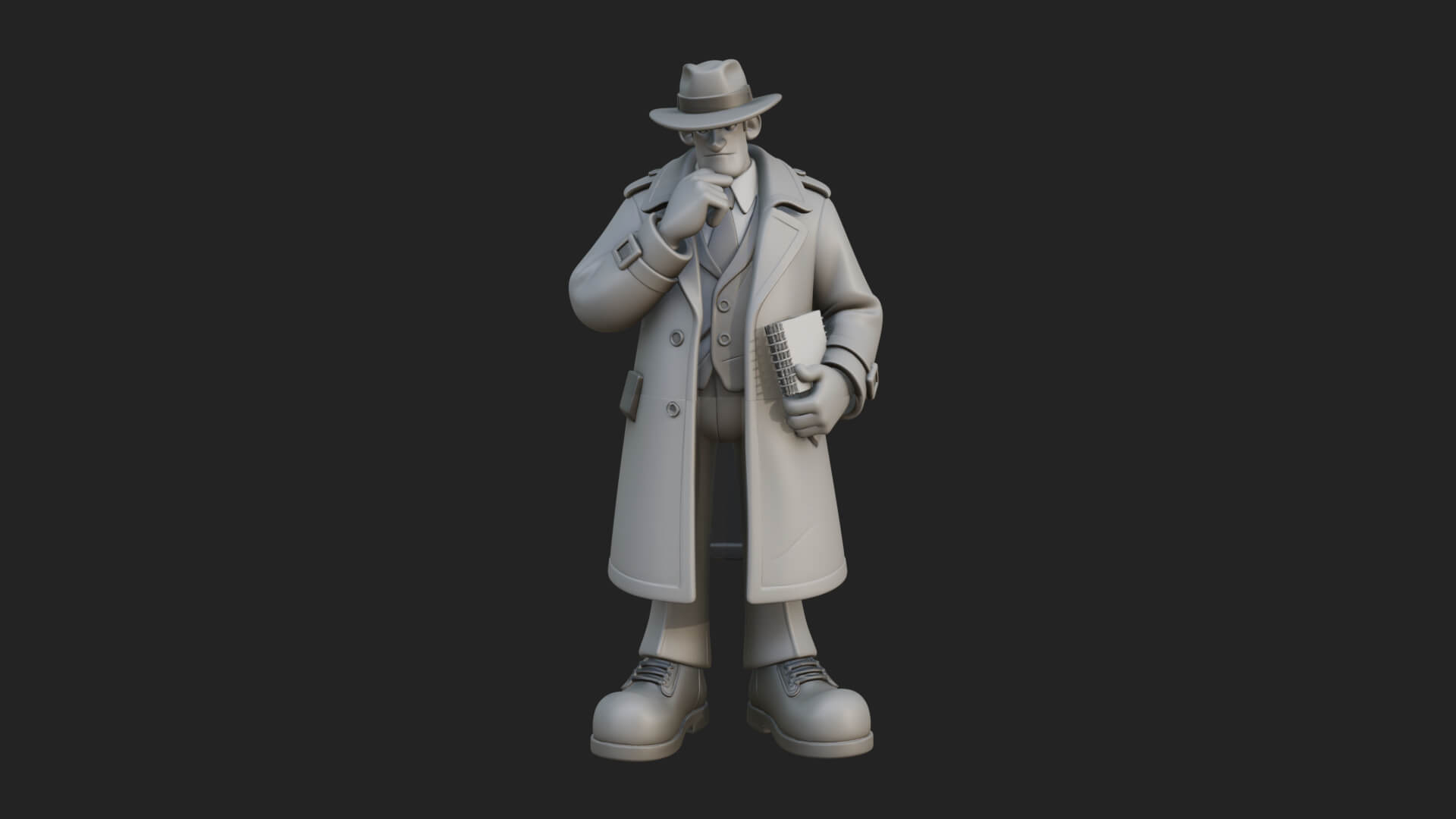 Detective Man Statue Design 5 3D Print Model 3D Model