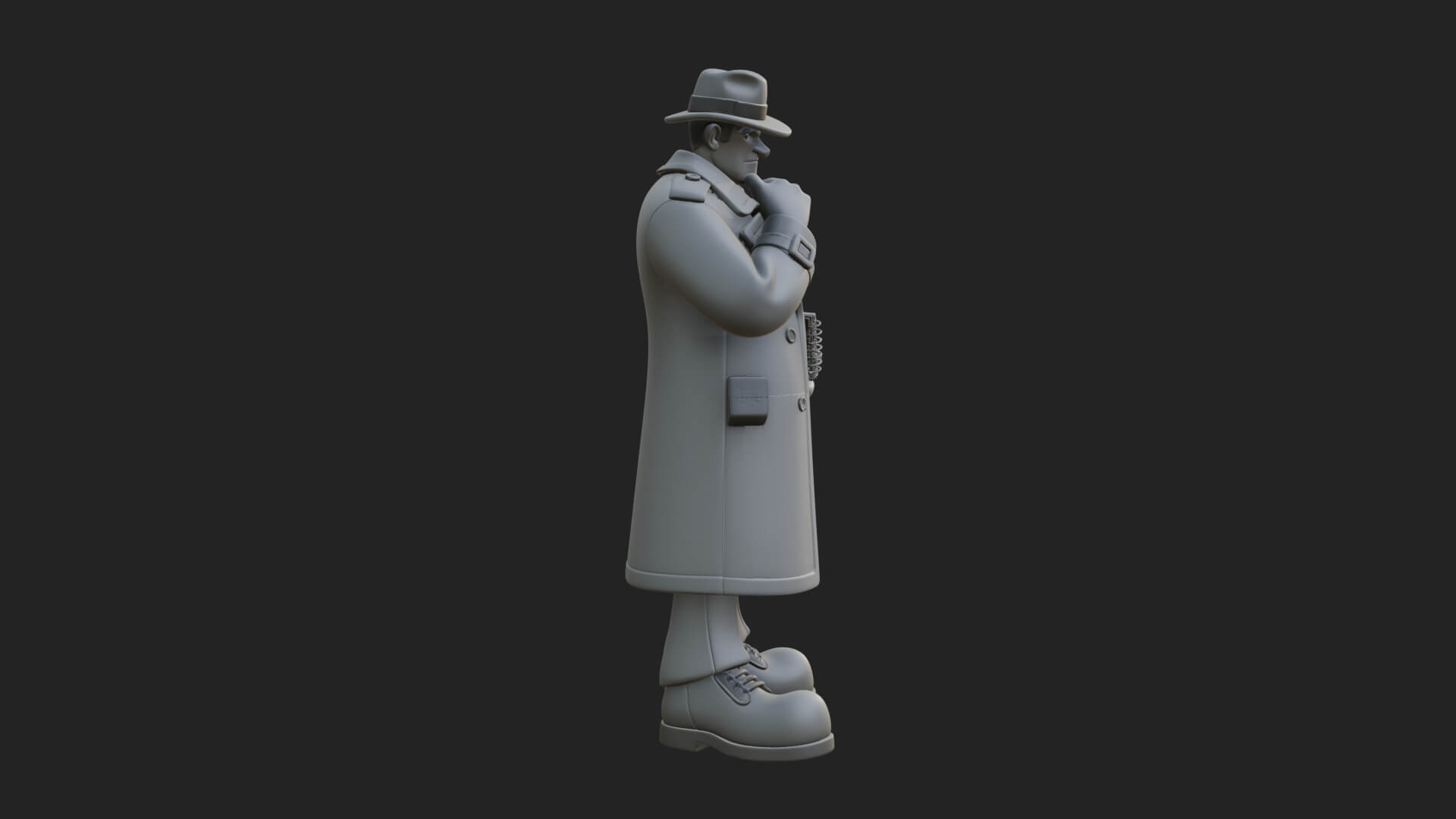 Detective Man Statue Design 5 3D Print Model 3D Model