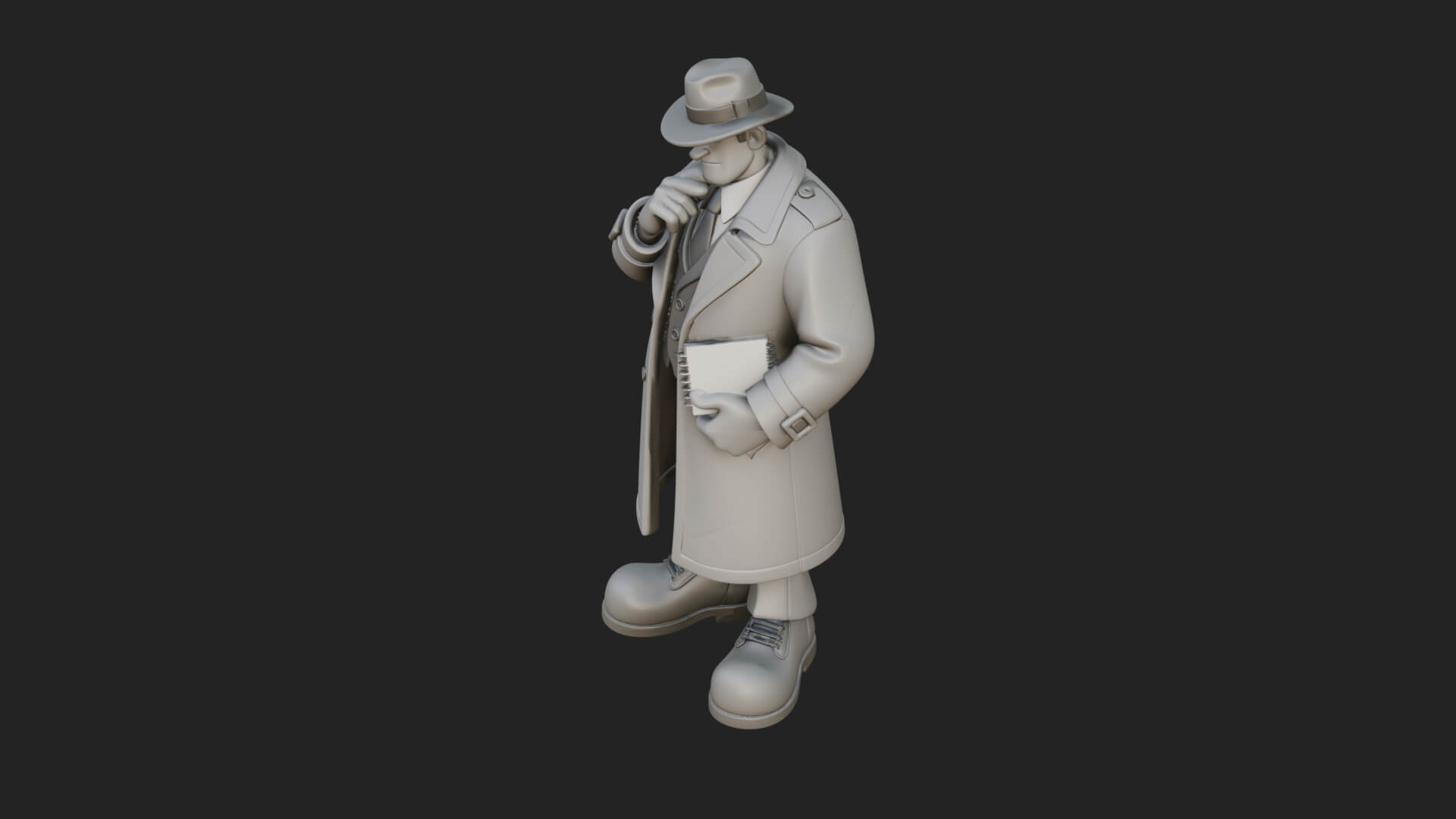 Detective Man Statue Design 5 3D Print Model 3D Model