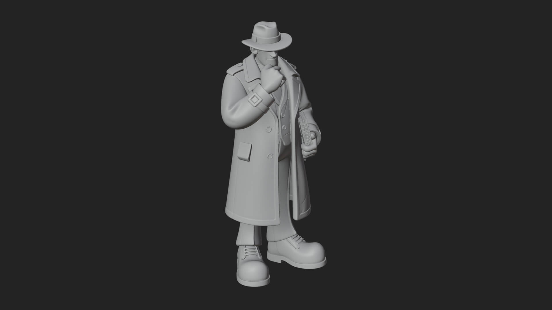 Detective Man Statue Design 5 3D Print Model 3D Model