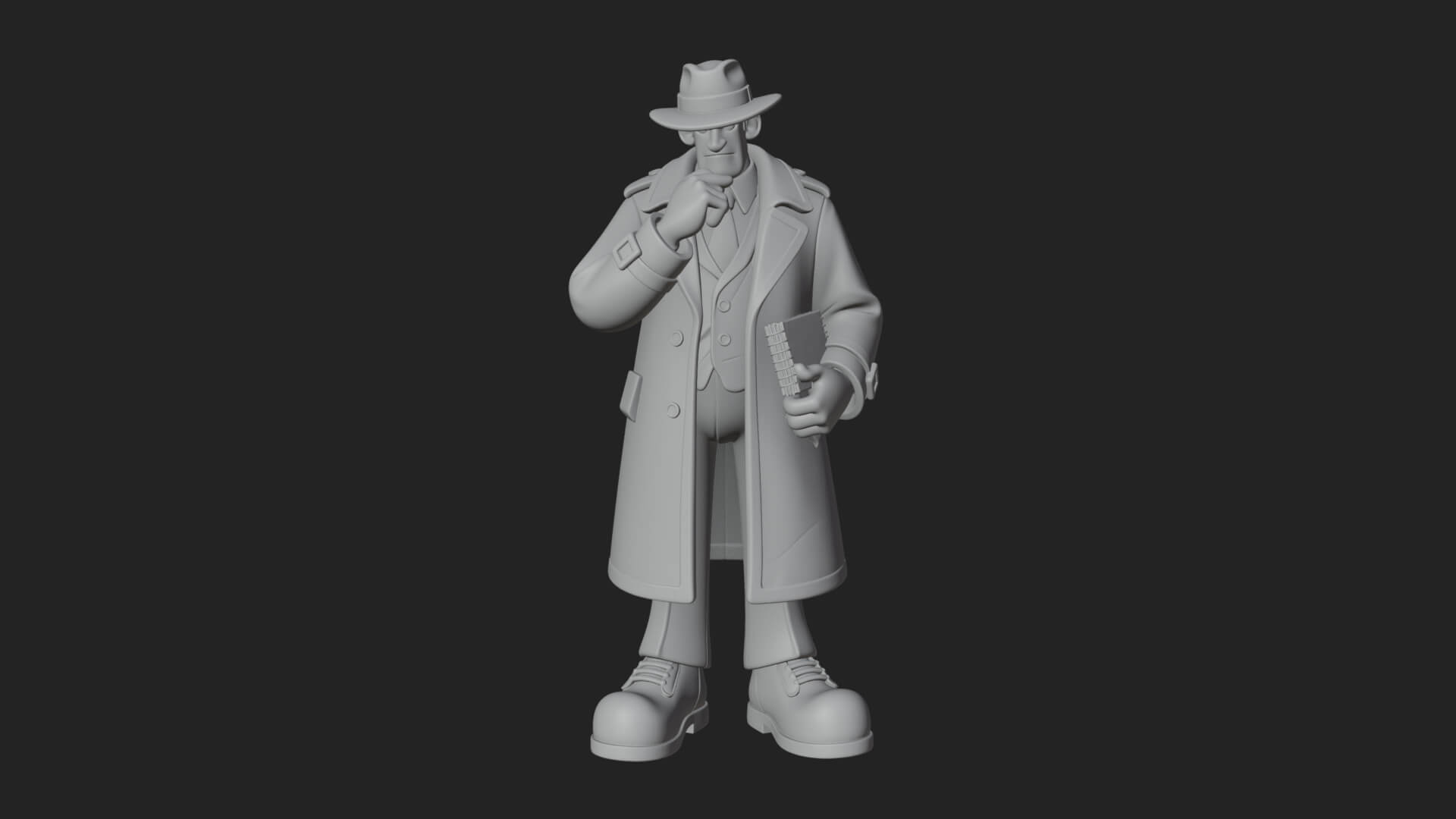 Detective Man Statue Design 5 3D Print Model 3D Model