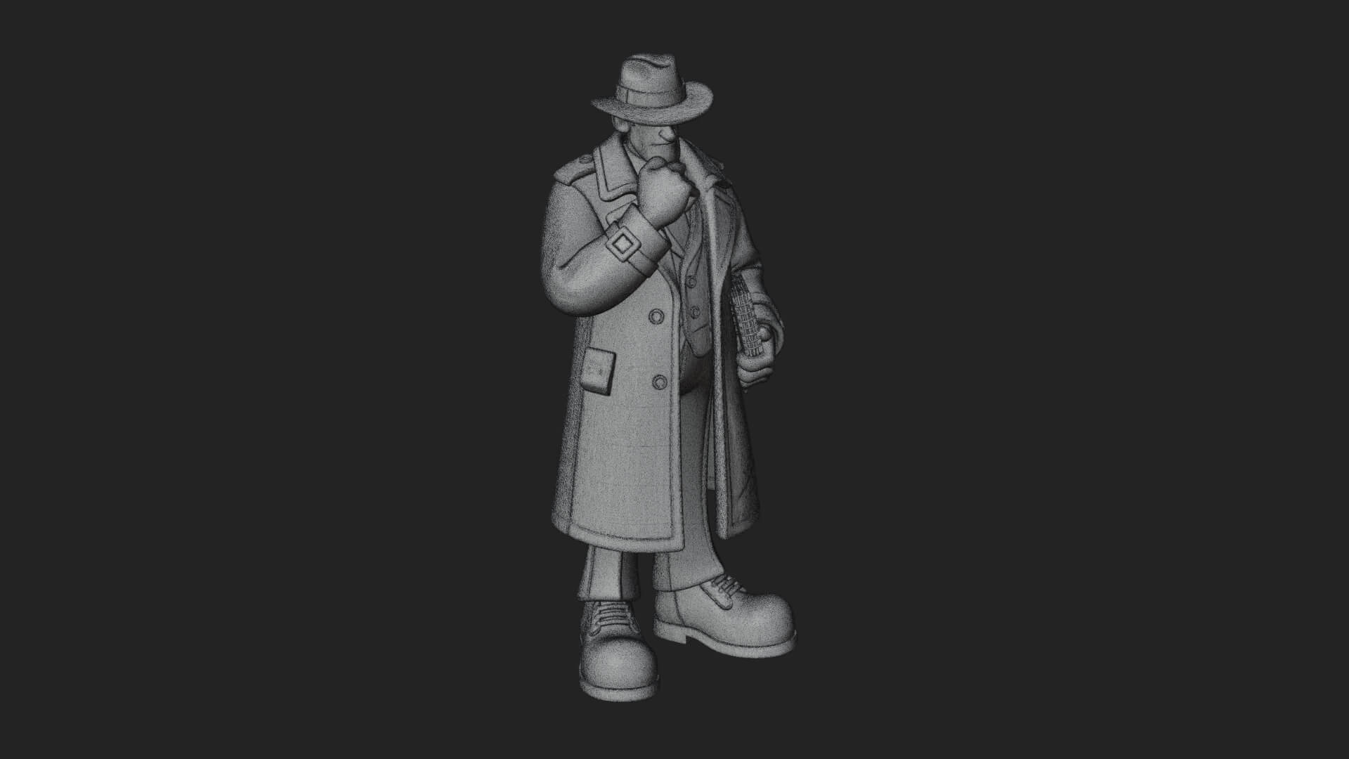 Detective Man Statue Design 5 3D Print Model 3D Model