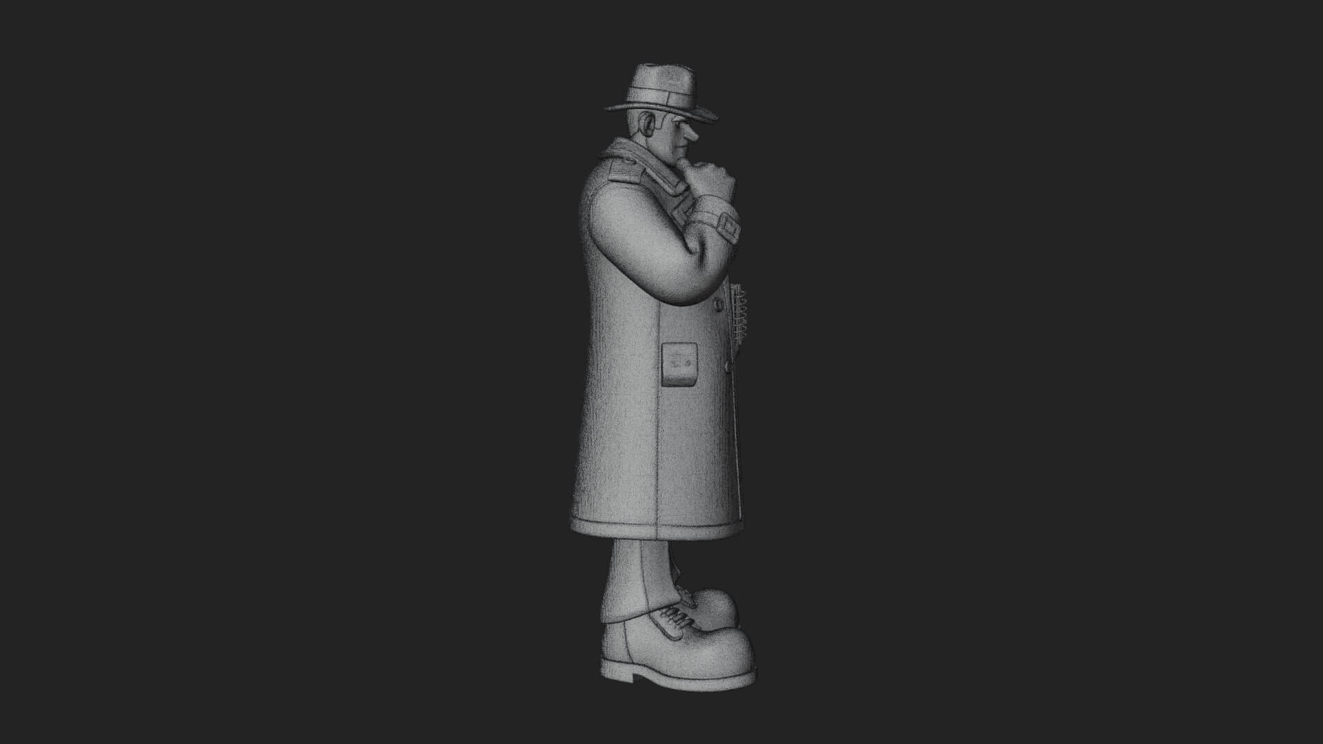 Detective Man Statue Design 5 3D Print Model 3D Model