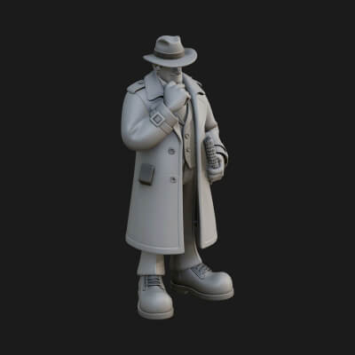 Detective Man Statue Design 5 3D Print Model
