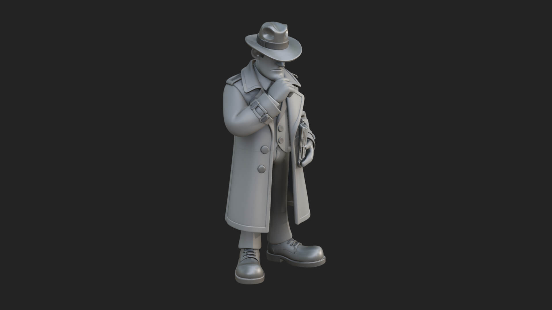 Detective Man Statue Design 6 3D Print Model 3D Model