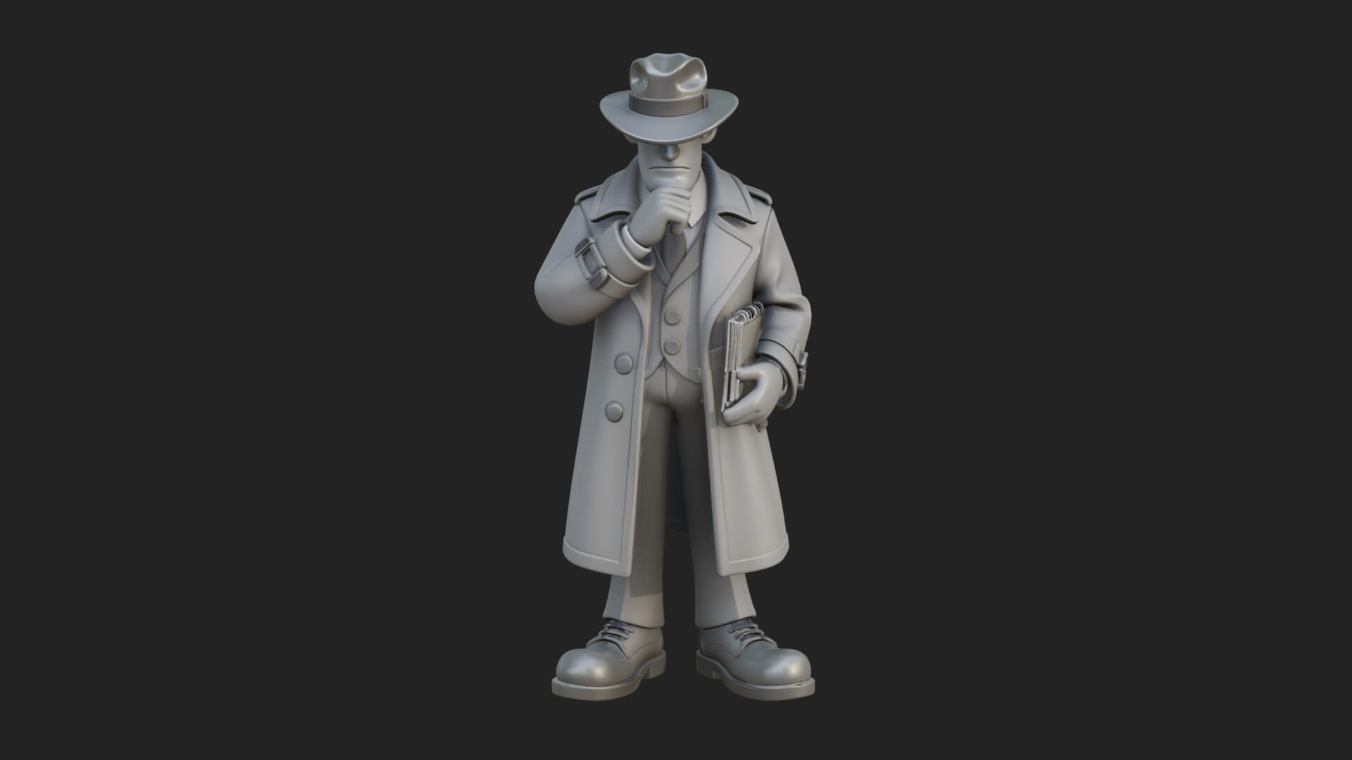 Detective Man Statue Design 6 3D Print Model 3D Model