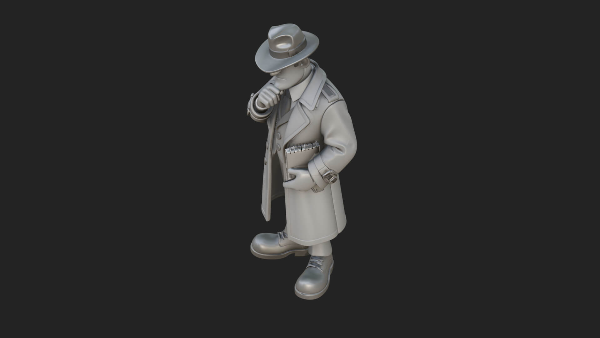 Detective Man Statue Design 6 3D Print Model 3D Model