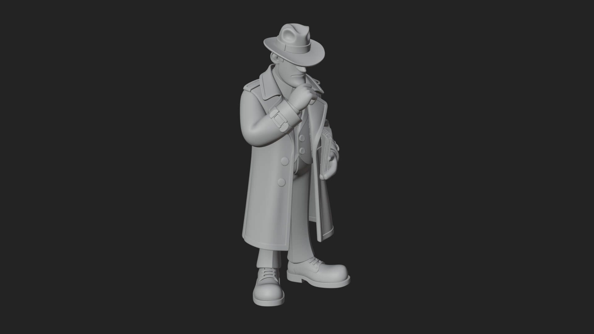 Detective Man Statue Design 6 3D Print Model 3D Model