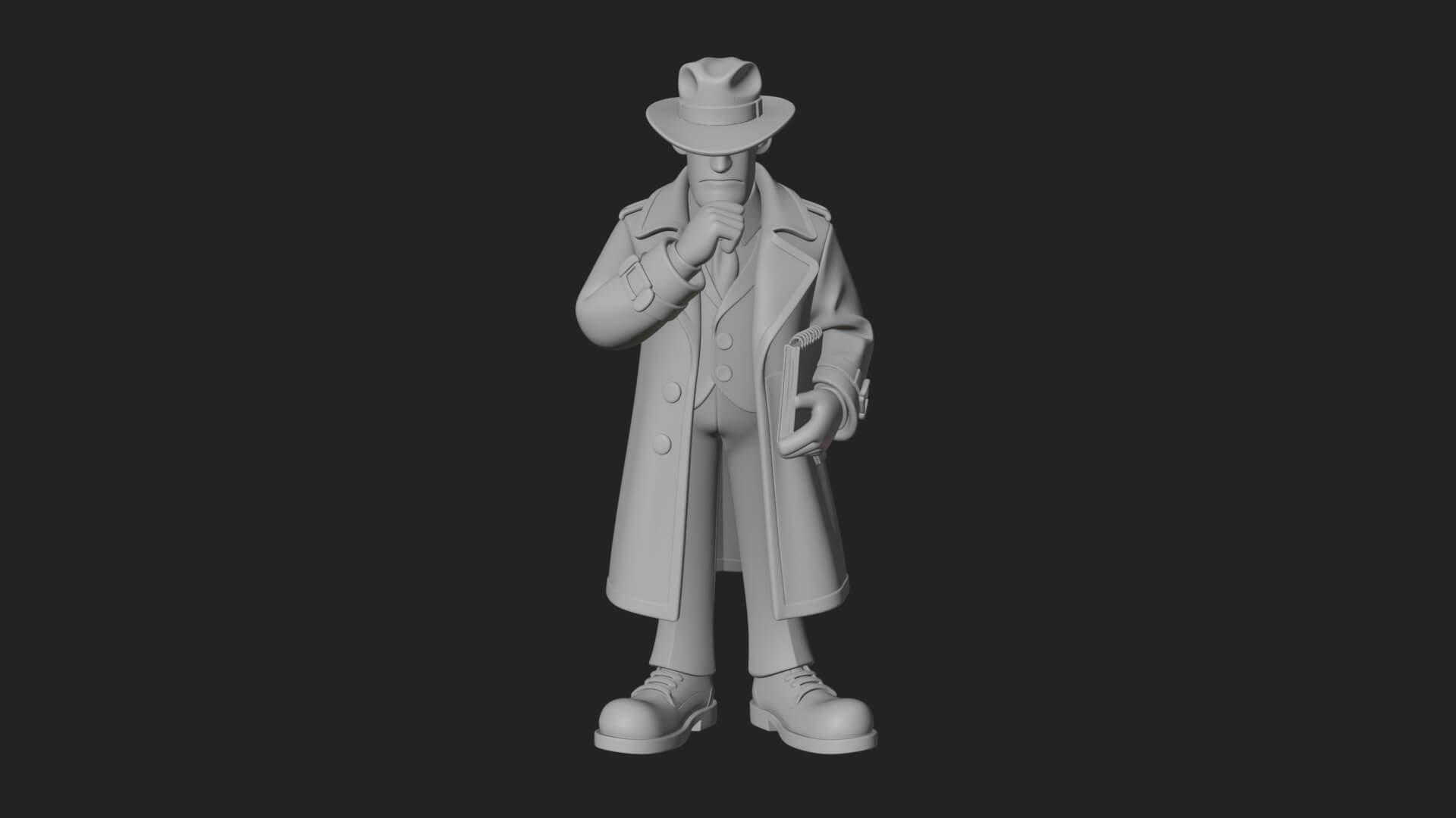 Detective Man Statue Design 6 3D Print Model 3D Model