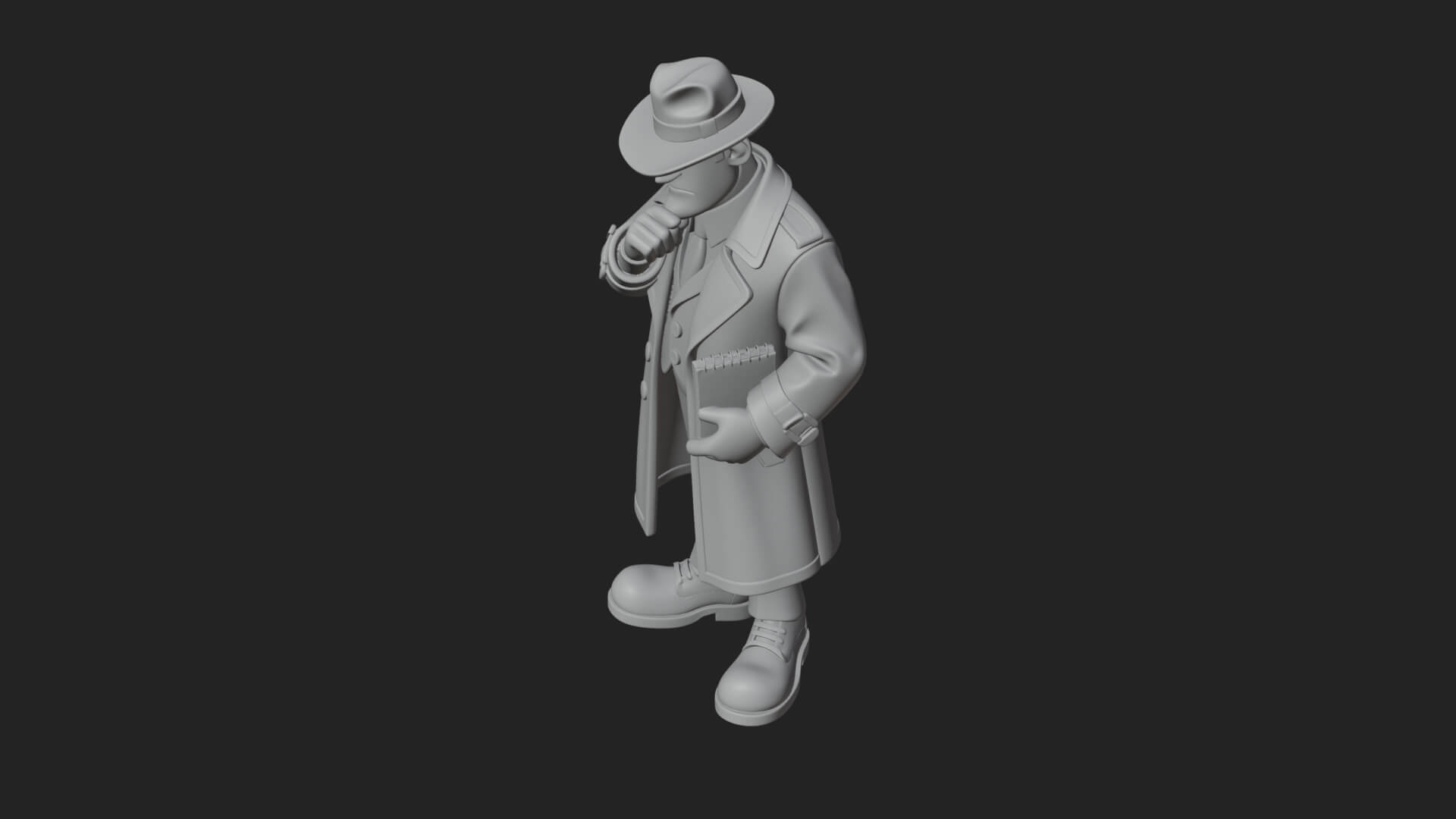 Detective Man Statue Design 6 3D Print Model 3D Model
