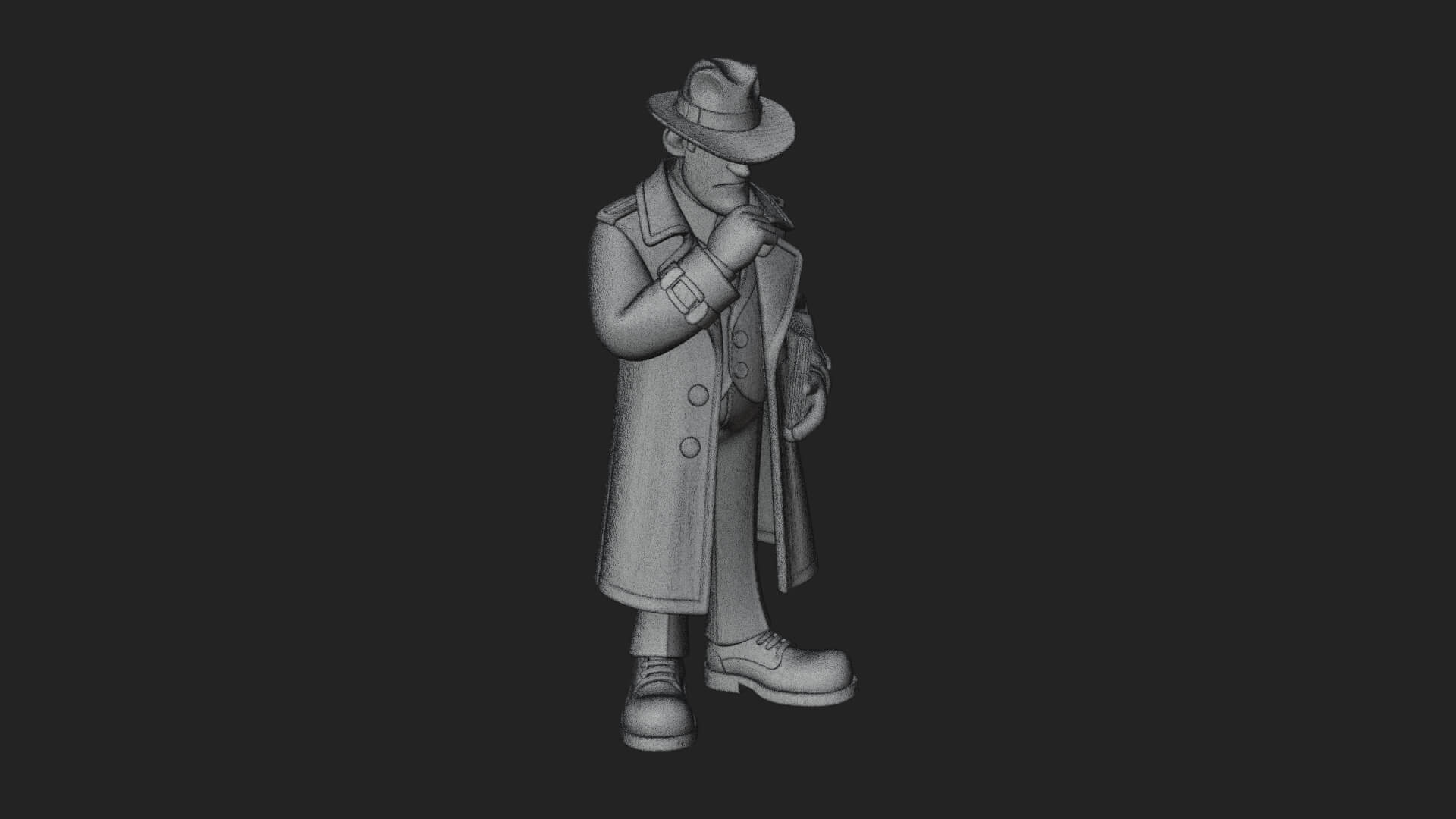 Detective Man Statue Design 6 3D Print Model 3D Model